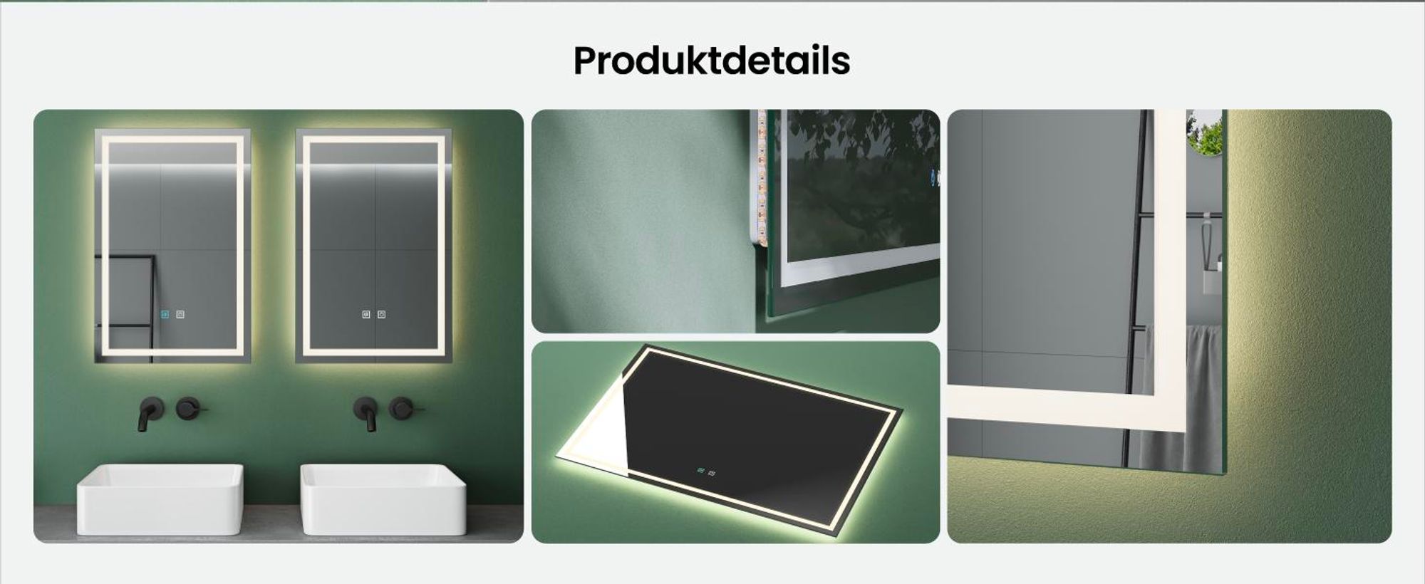 Mai & Mai Wandspiegel Badezimmer Spiegel LED 140x70cm LED Bad-Spiegel mit Touchschalter, Beschlagfrei durch Antifog-Schicht nova-01