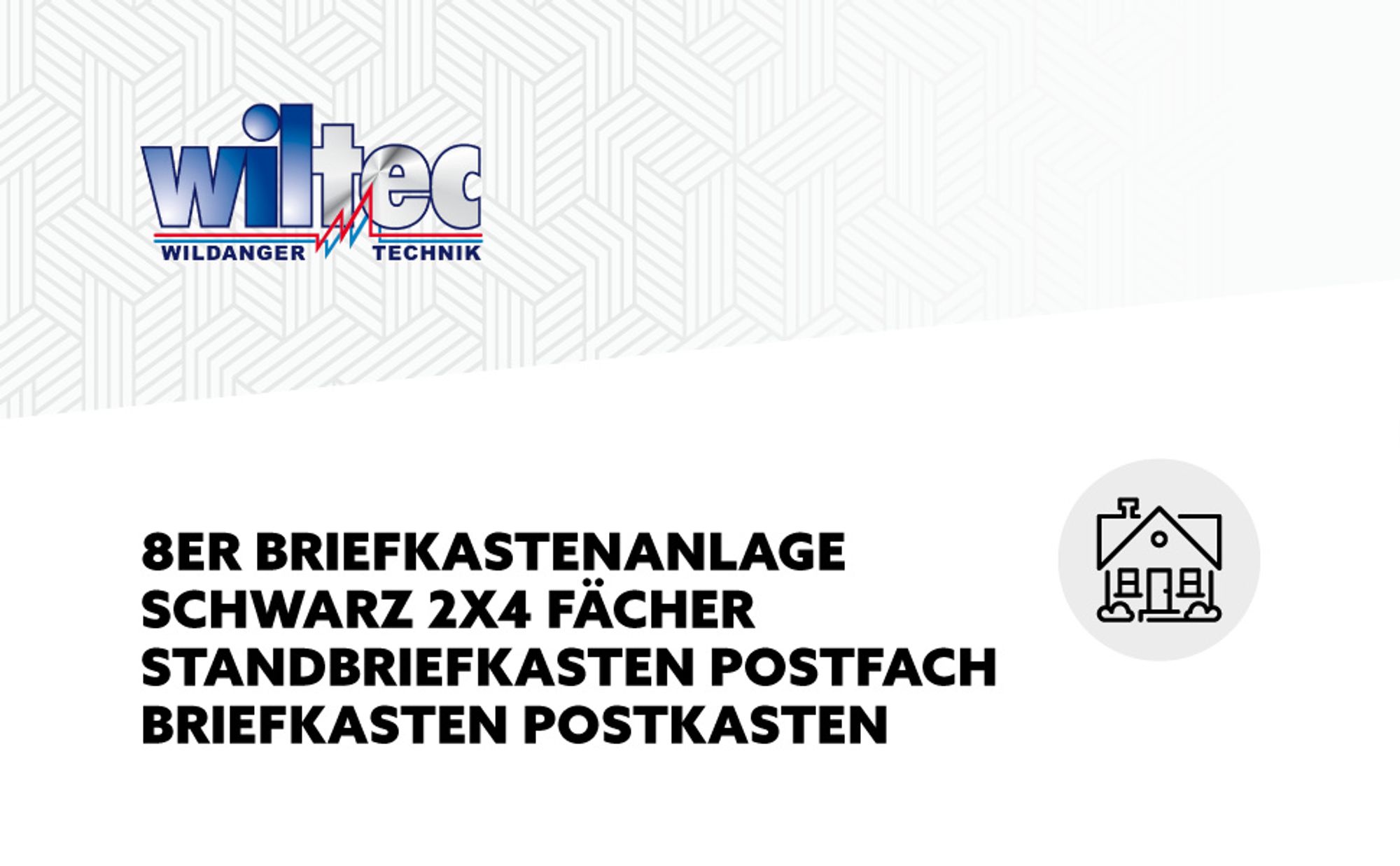 Wiltec 8er Briefkastenanlage schwarz 945 x 270 x 1500 mm, Standbriefkasten mit 2x4 Fächern, Schlüssel und Namensschild, Briefkasten Postkasten mit Ständer