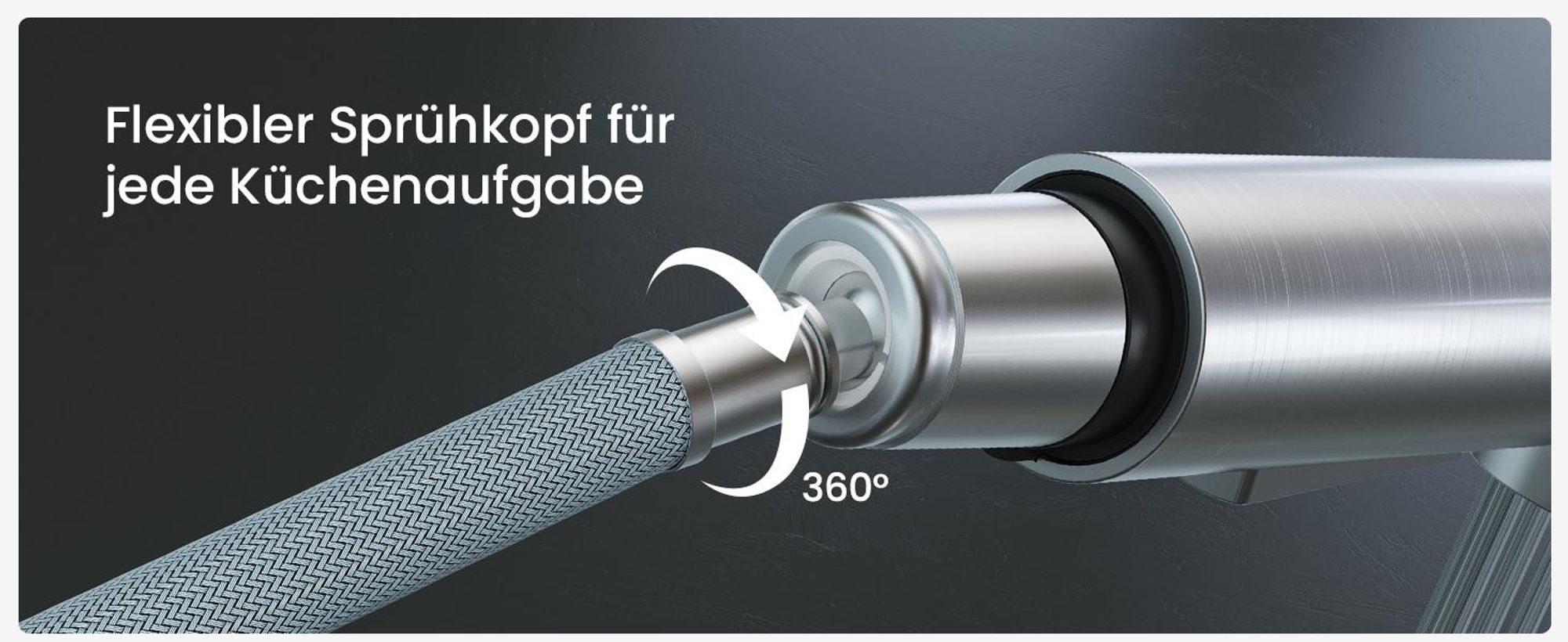 CECIPA MAX Wasserhahn Küche Ausziehbar, Hochdruck Küchenarmatur Schwarz und Edelstahl, 360° Schwenk Armatur Küche, Robust & Leckagefrei