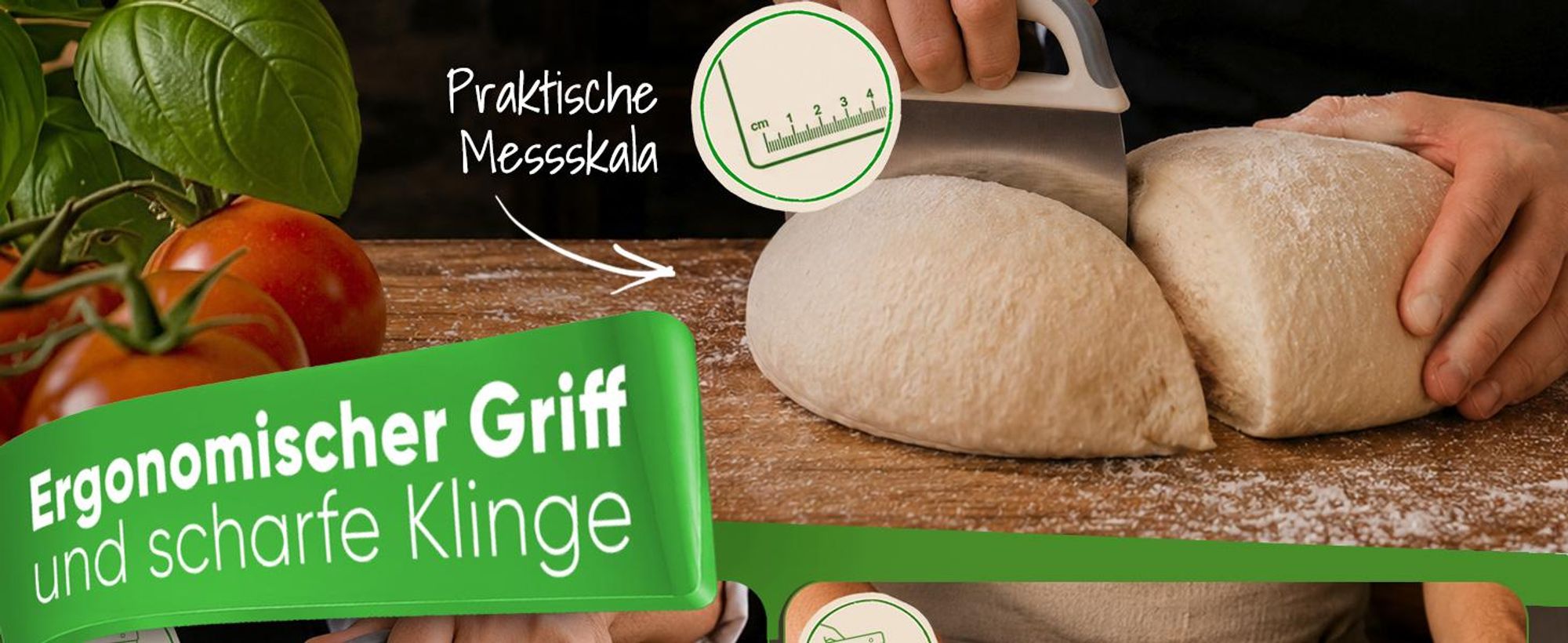 EDELFELD [Das Original] – Teigkarte aus Edelstahl 15cm – Teigschneider zum Brotbacken – Langlebiger Teigspachtel zum Teilen & Formen von Teig