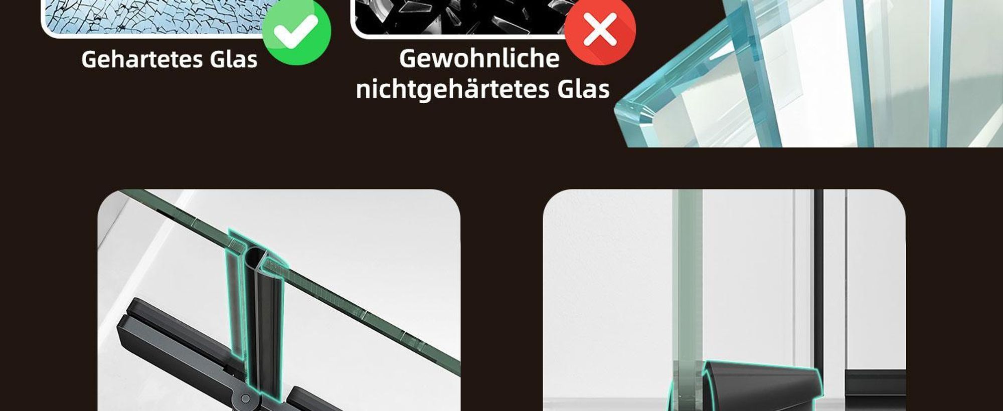 Duschabtrennung Faltbar Duschwand für Badewanne 140x140cm 3-Teilig Badewannenfaltwand Schwarz Badewannenaufsatz aus ESG GLAS Duschtrennwand, Streifen