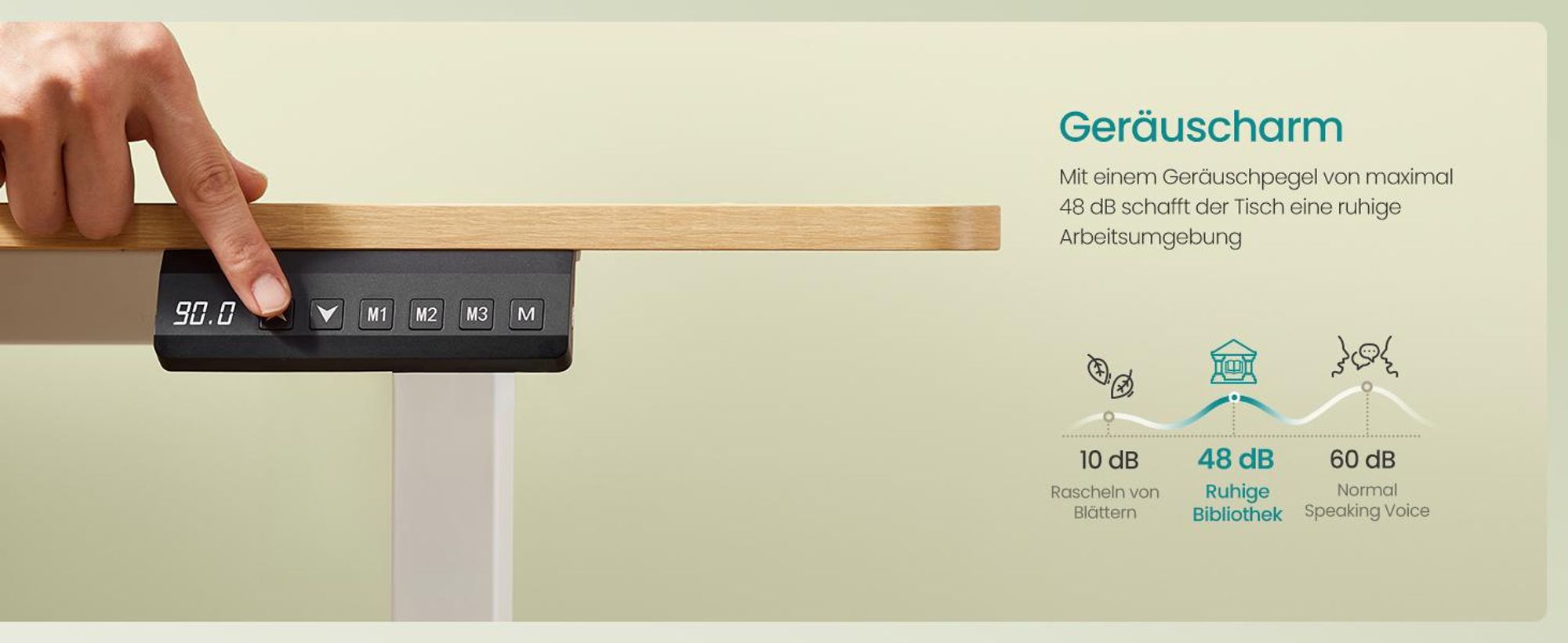 SONGMICS Höhenverstellbarer Schreibtisch, Memory-Funktion mit 4 Höhen, USB-C-Anschluss, Organizer