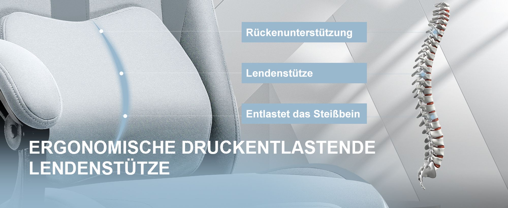 GTPLAYER Gaming Stuhl Ergonomischer Gaming Sessel Schreibtischstuhl mit Stoffoberfläche Atmungsaktiver Bürostuhl Federsitzkissen mit Fußstütze grau