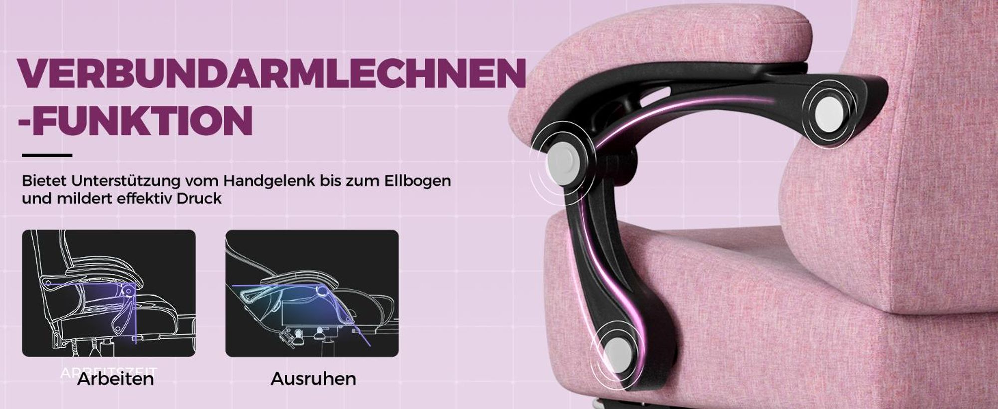 GTPLAYER Gaming Stuhl Ergonomischer Gaming Sessel Schreibtischstuhl Bürostuhl mit Stoffoberfläche Federsitzkissen, Verbindungsarmlehnen, mit Fußstütze
