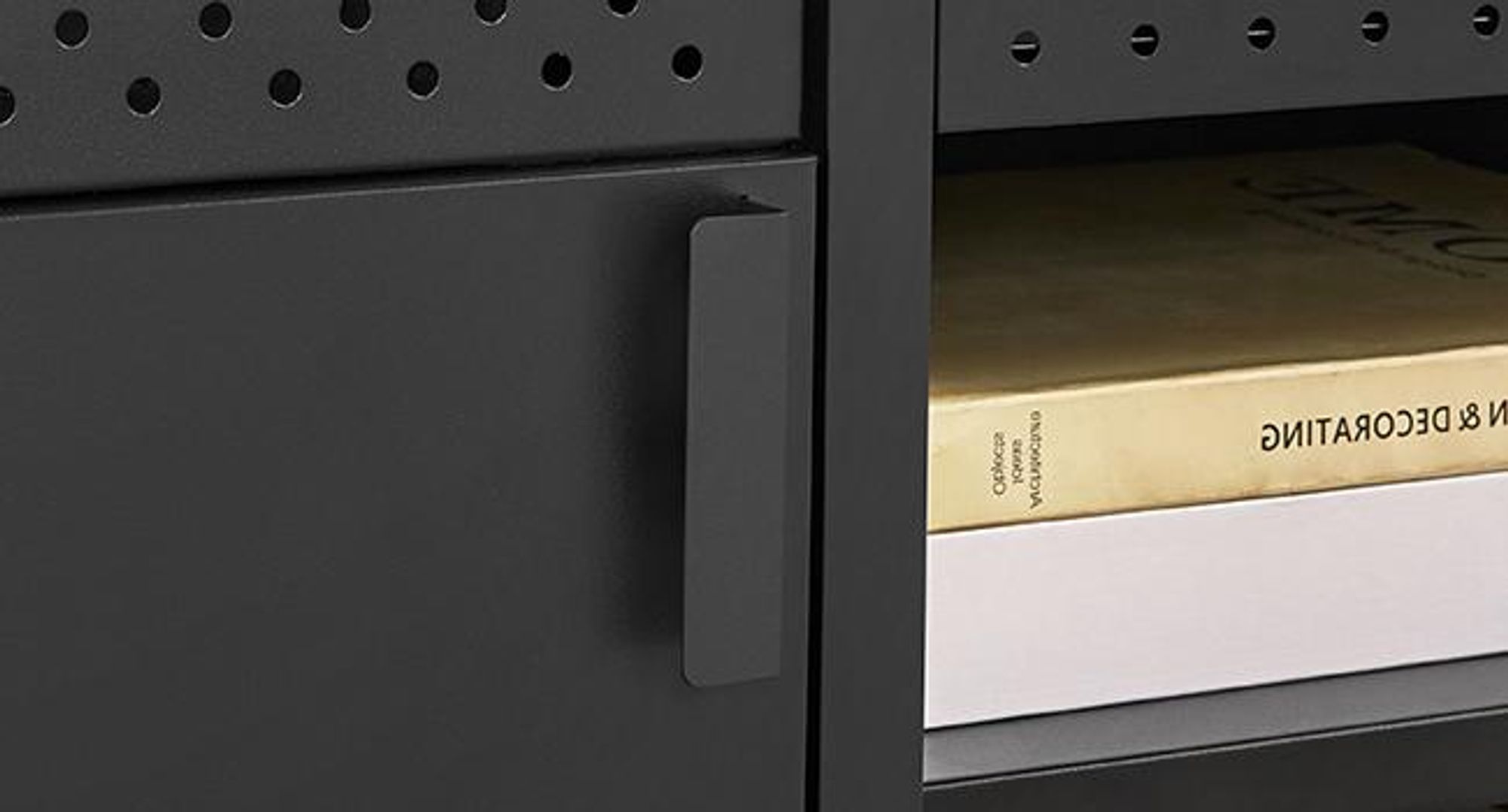 SONGMICS Aufbewahrungsschrank, Metallschrank, Schrank mit Doppeltür, Sideboard, Magnetverschluss, verstellbare Einlegeböden, Stahlgestell