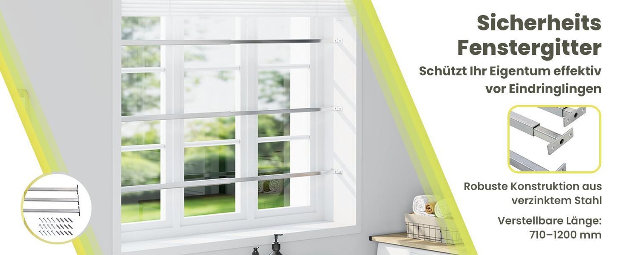 vidaXL Einstellbare Fenster-Sicherheitsstangen 3 Stk. 710-1200 mm