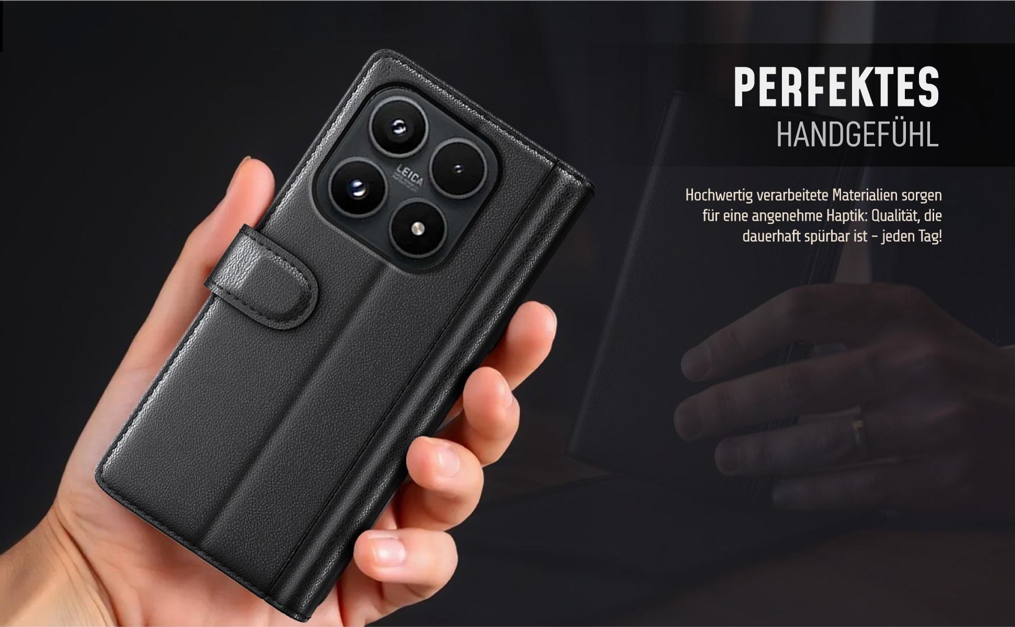 Smartphone Hülle für Xiaomi 17 aus echtem Leder in hochwertiger Verarbeitung