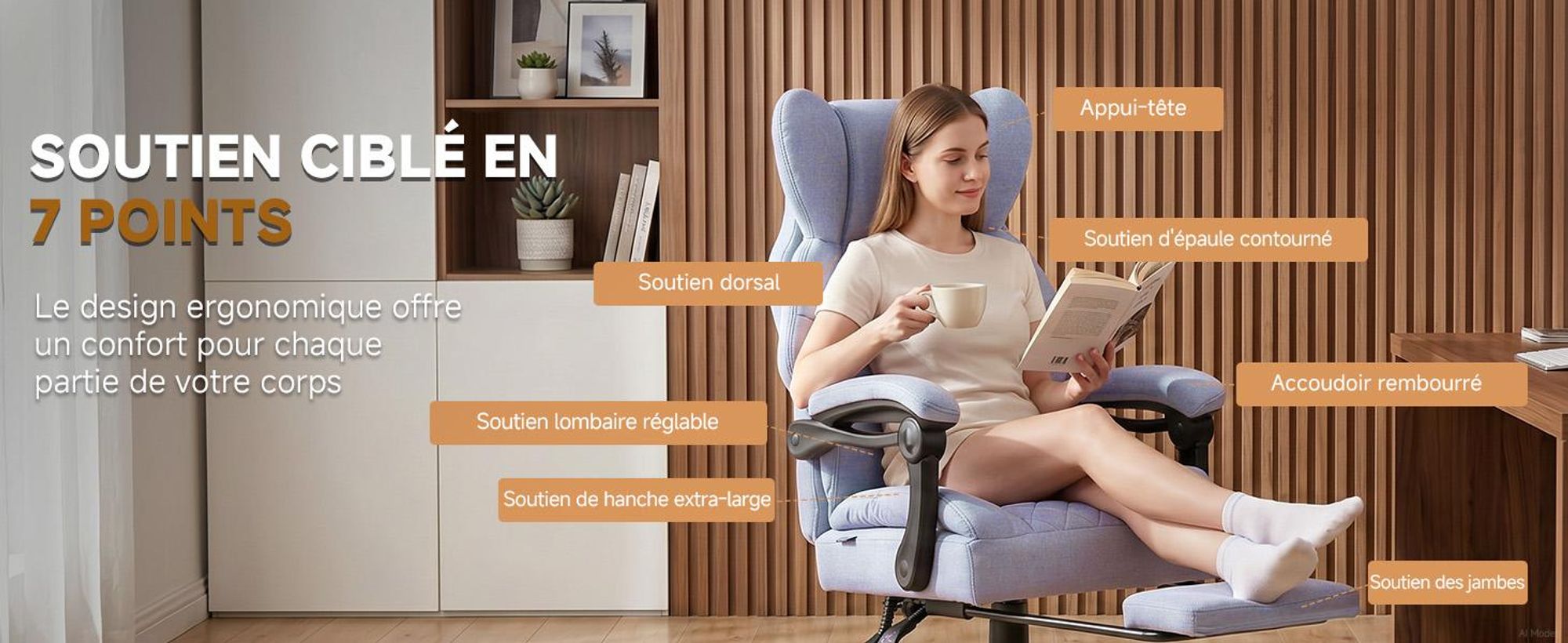 Chaise de gaming GTPLAYER, chaise de bureau ergonomique avec repose-pieds et support lombaire, fauteuil de bureau haut de gamme pour grandes personnes, chaise de bureau large et réglable en hauteur