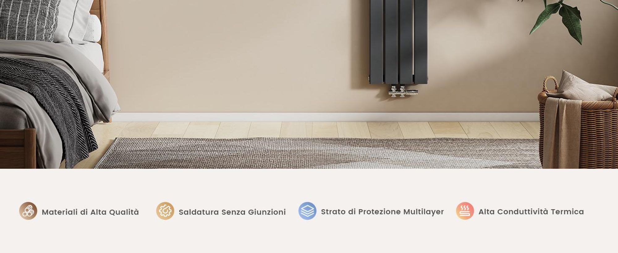 Radiatore EMKE Radiatore dal design piatto Radiatore a pannello Radiatore verticale monostrato Attacco centrale 160x30cm 501W Antracite senza elemento riscaldante