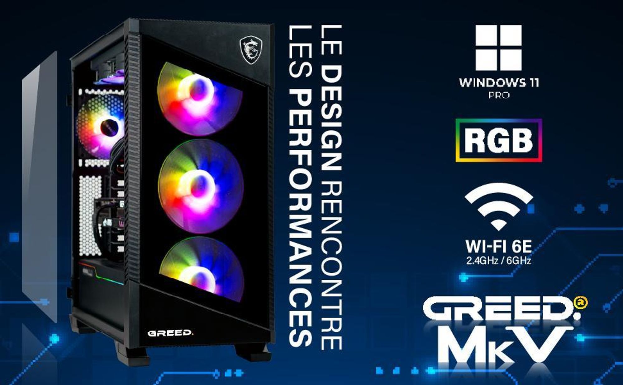 Greed® MK5 AMD - PC Gamer - AMD Ryzen 5 9600X + GeForce RTX 5070 12 Go - Ordinateur avec Watercool - 32 Go RAM DDR5 - SSD 1 To - WiFi + Windows 11 Pro