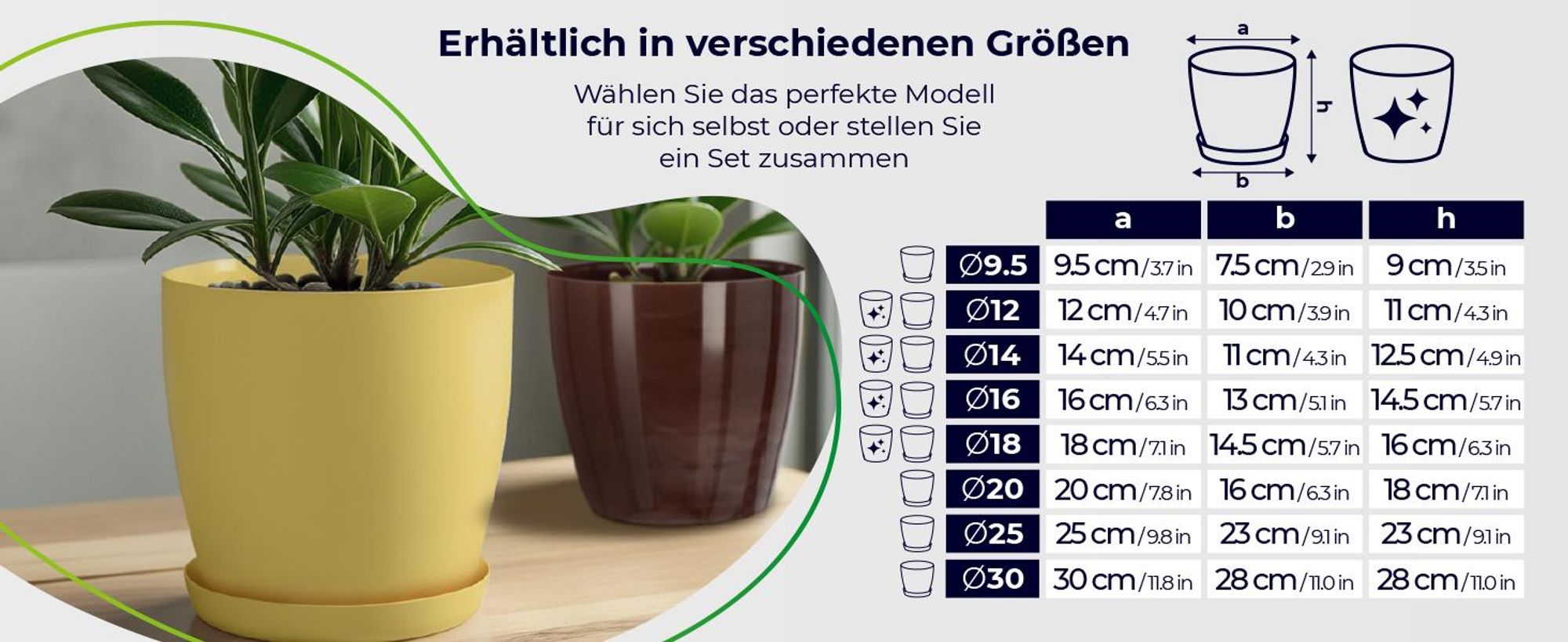 KADAX Matte Blumentopf "Agen", Pflanzkübel mit Untersetzer, Rosa, 25 cm