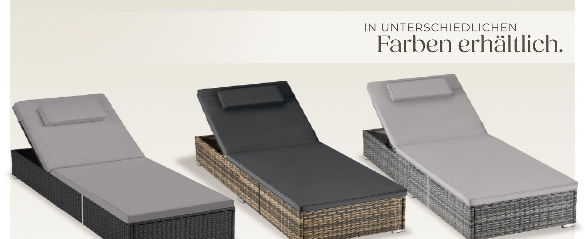 tectake®️ Rattan-Doppelliege mit Tisch Carbonera - Verstellbare Rückenlehne - 6 Neigungswinkel - Farbe Schwarz - Set 2 Liegen