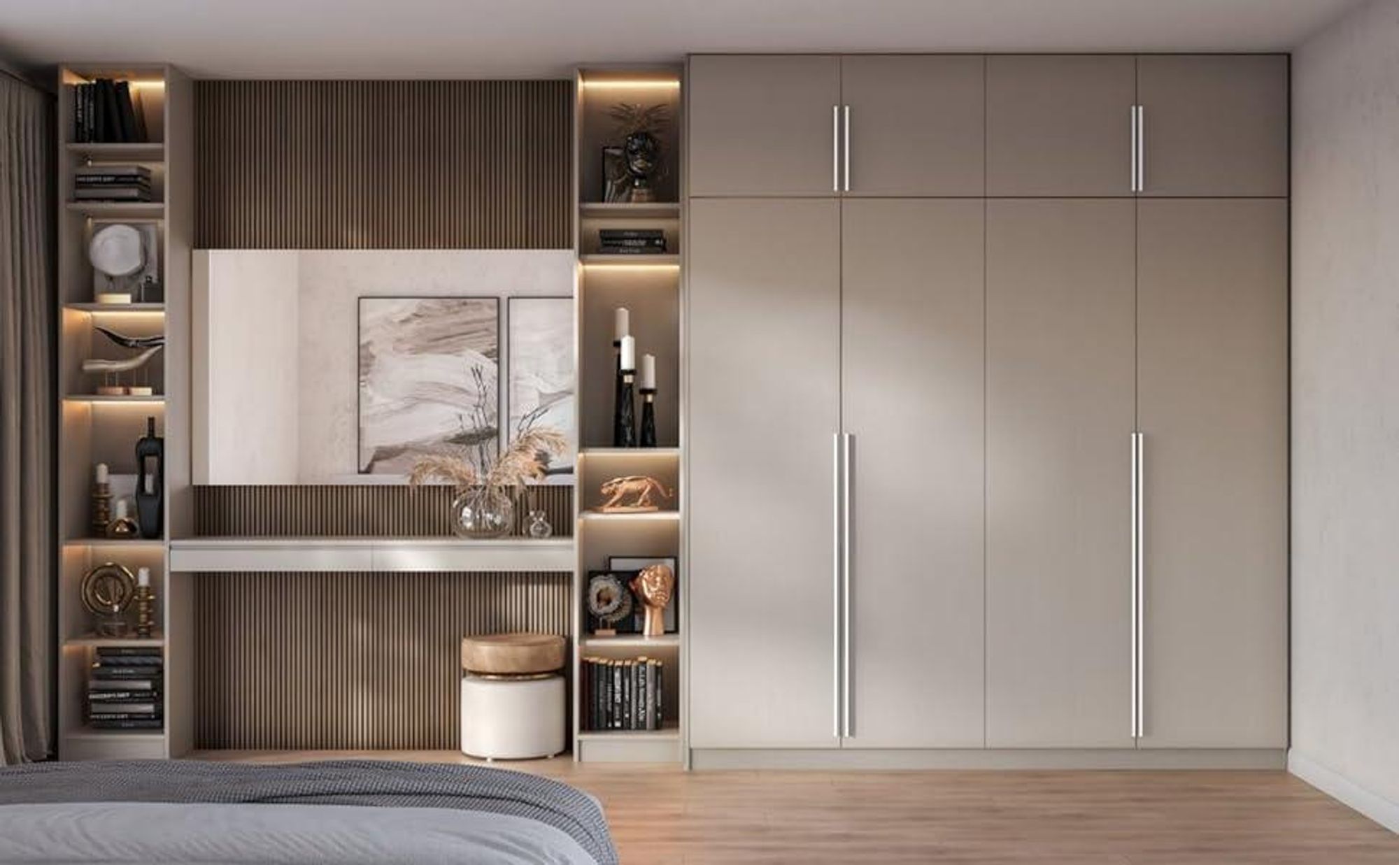 GTV Möbelgriff PILLAR aluminium, hellgold gebürstet, schlank und elegant, für hohe Möbel, vielseitig, 360 x 18,5 x 10,7 mm, mit Schrauben, modern und funktional