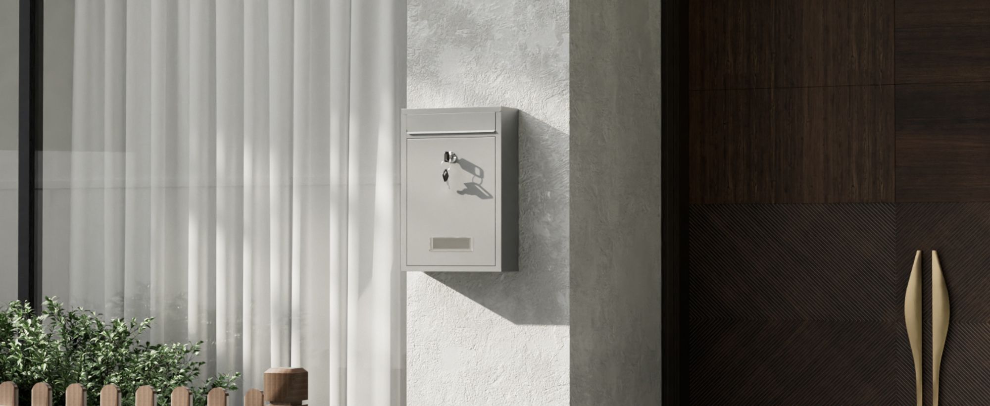 Wiltec Briefkasten silberfarben V11 Postkasten mit Namensschild, großem Briefschlitz und 2 Schlüsseln Wandbriefkasten aus pulverbeschichtetem Stahl
