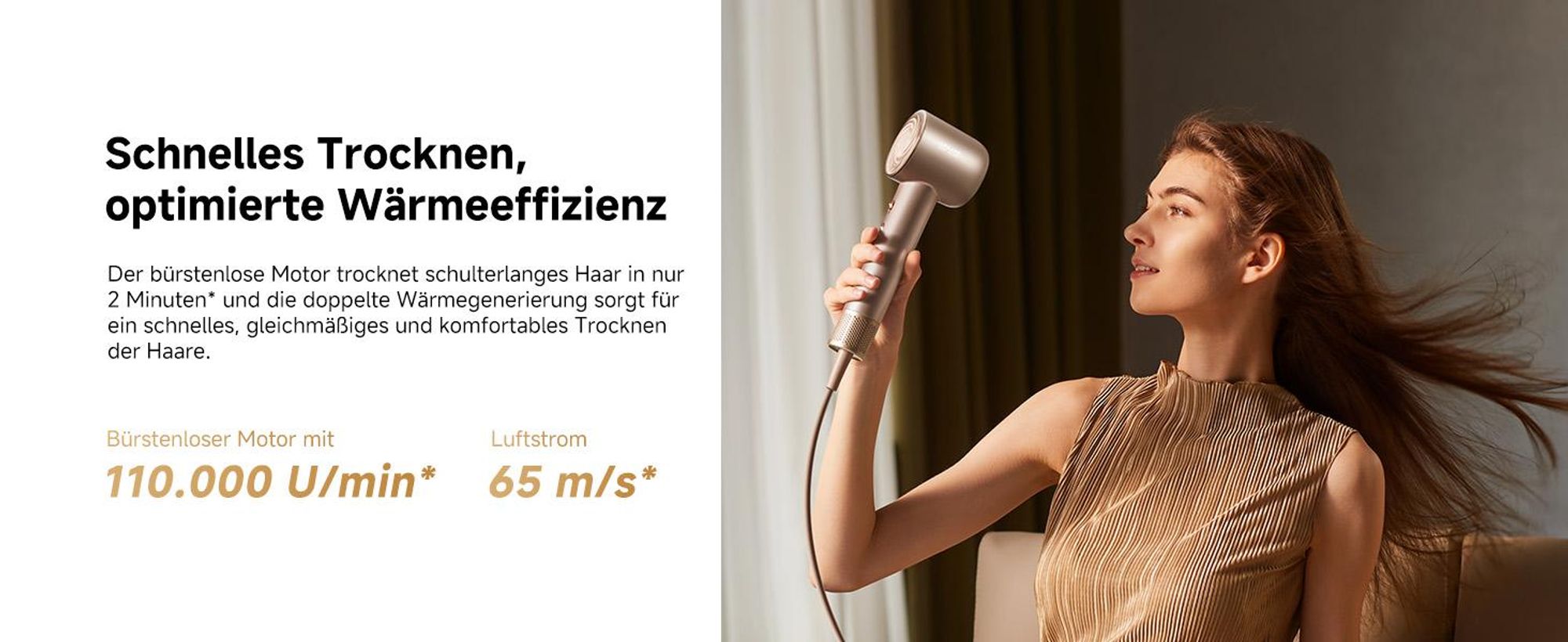 Dreame Glory Mix Haartrockner Mit Negativen Ionen,Aromatherapie-Haarpflege,3 austauschbare Multifunktionsdüsen,NTC 55℃ Temperaturregelung,110K RPM