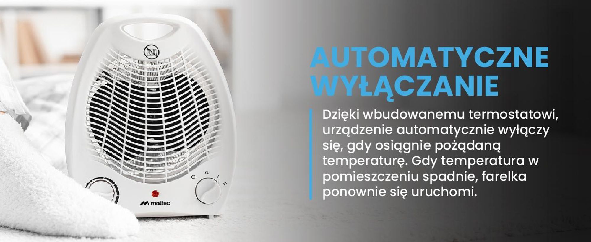 Biała prosta farelka grzejnik z termowentylatorem