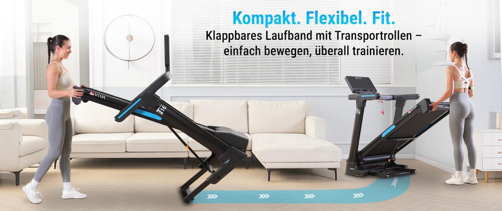 Laufband klappbar AsVIVA T16 Heimtrainer mit Bluetooth bis 18 km/h 18% Steigung bis 150kg für Zuhause