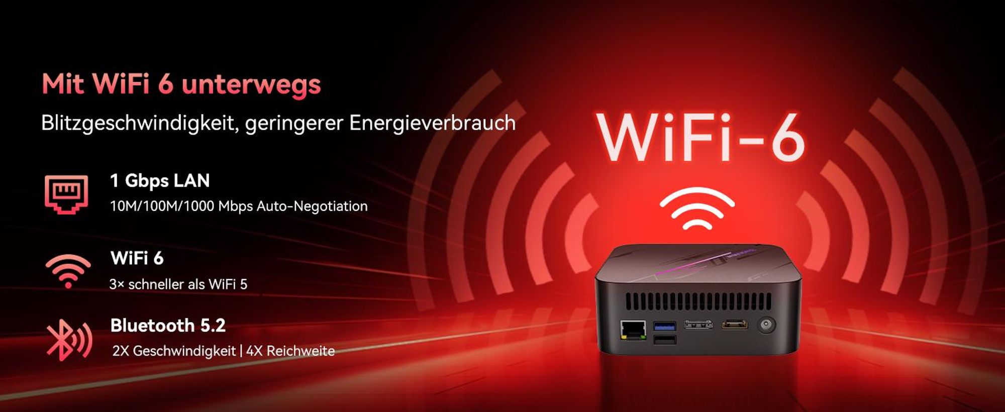Blackview MP100 Mini PC Gaming AMD Ryzen 5 7430U(6C/12T, bis zu 4.3 GHz), 32GB RAM LPDDR4 1TB NVME PCIe3.0 SSD, WiFi 6/4K UHD/USB 3.2*2/Type C 3.0*2