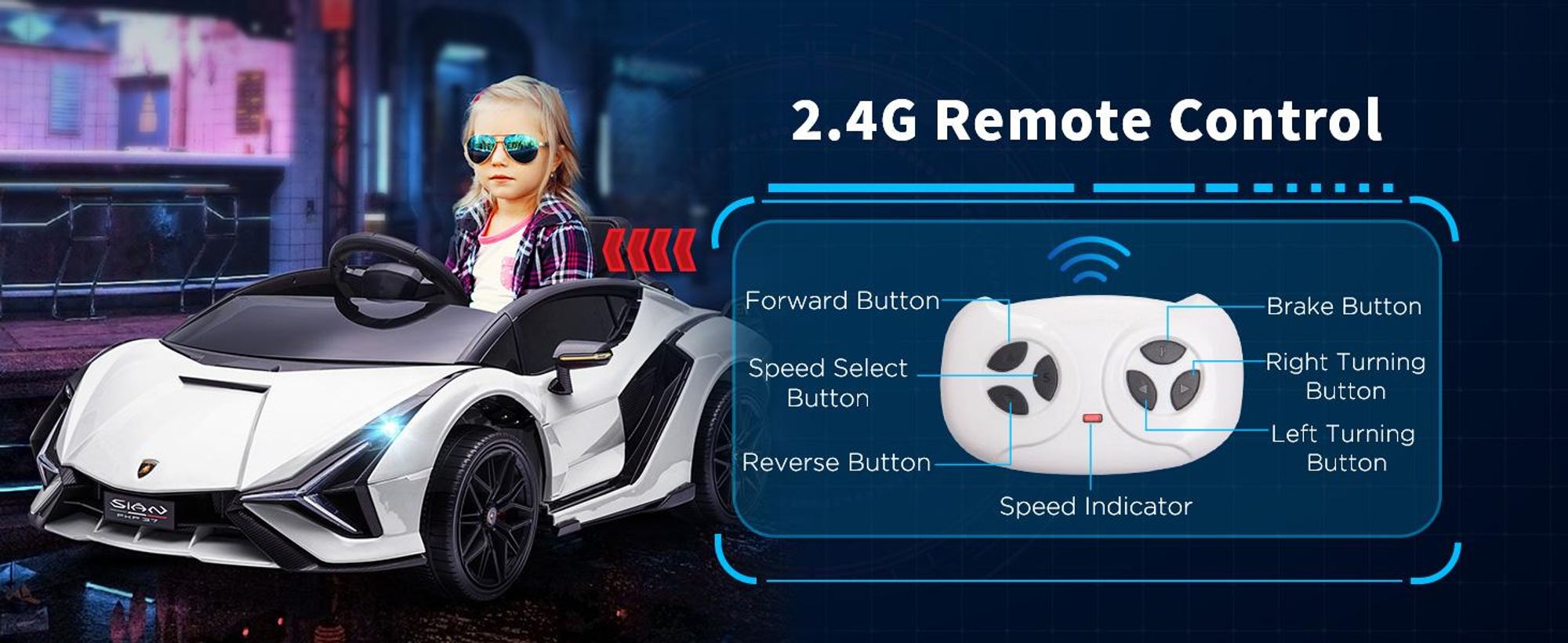 Pojazd dziecięcy HOMCOM HOMCOM - MP3/USB - 3 - 5 lat - biały - 108 x 62 x 40 cm