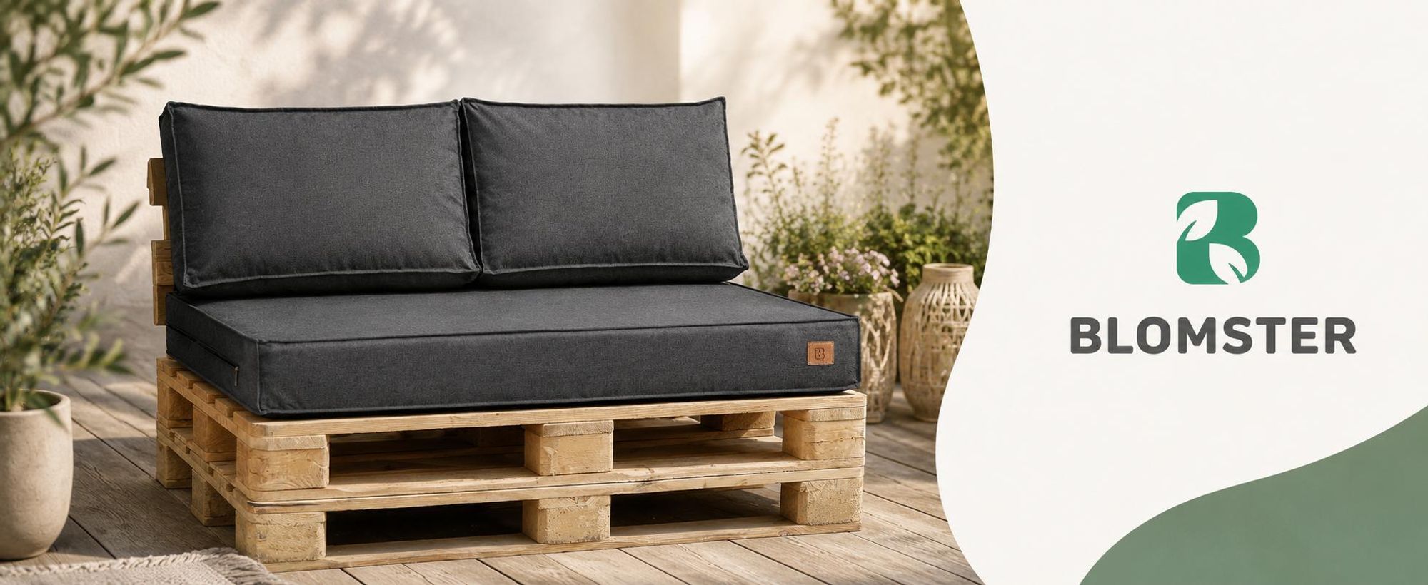 Palettenkissen 120 x 80 Set für Palettenmöbel Wasserdicht Europaletten Sitzkissen EU Palettensofa komplett besteht aus 3 Teilen in Farbe: Dunkelgrau und Blumen