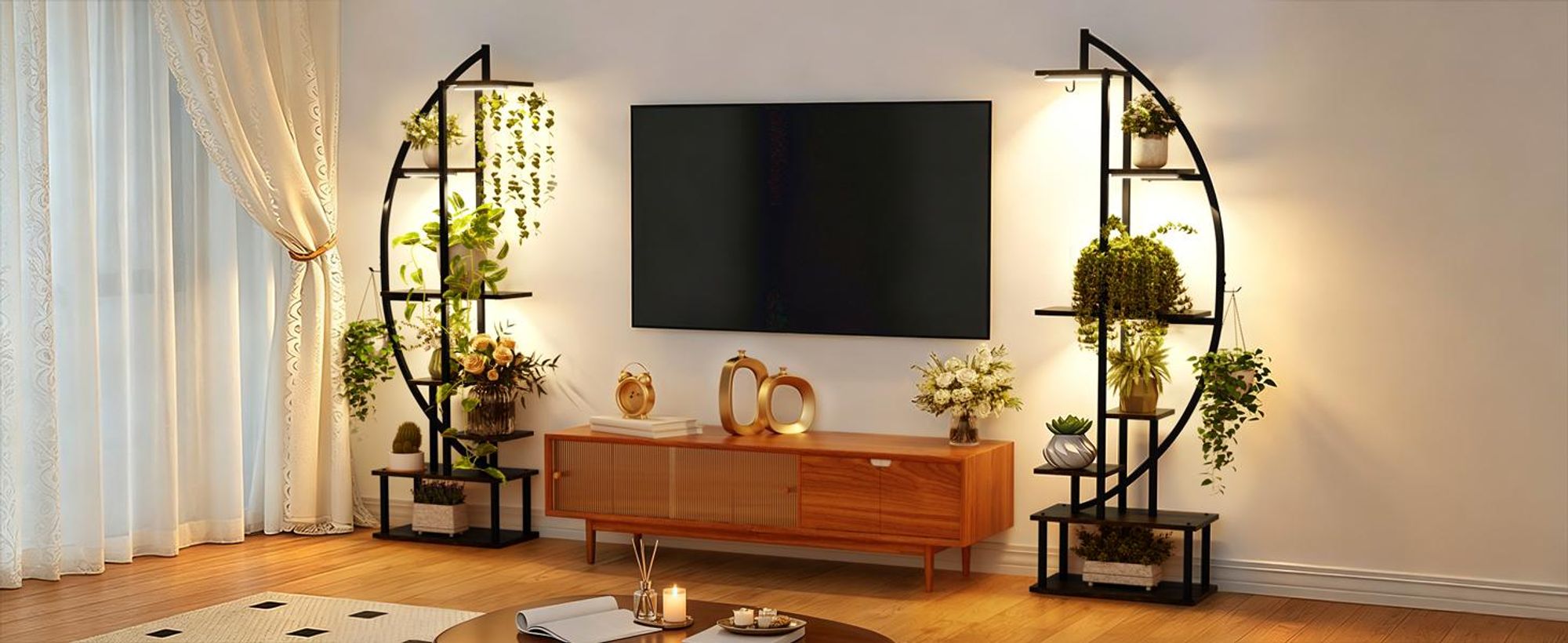 FATIVO Blumenregal Metall 165cm Hoch mit Wachstumslicht, Pflanzenständer 2er Set, 100x26x165 cm