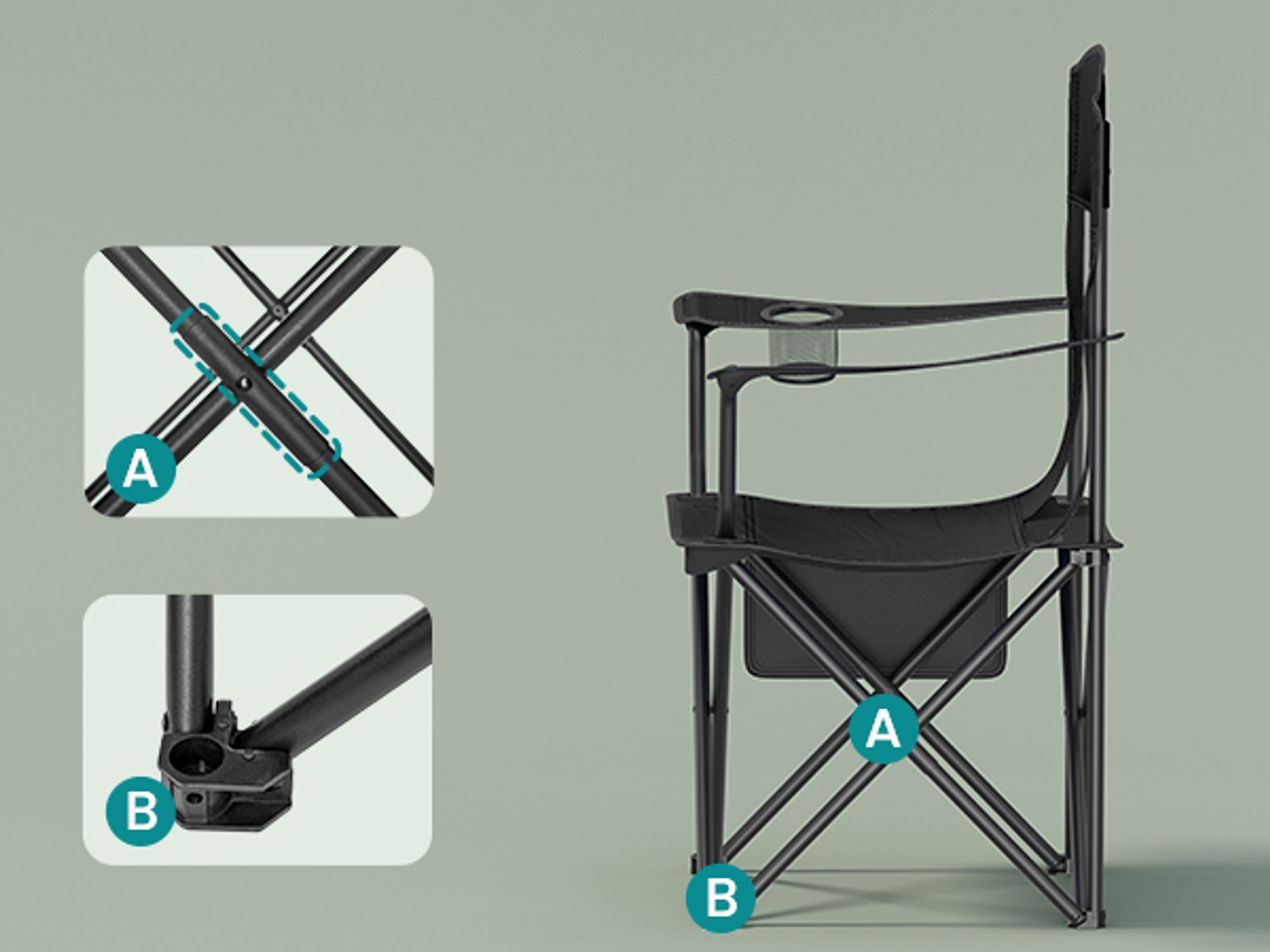 SONGMICS Campingstuhl 2er Set, Klappstuhl Outdoor, Angelstuhl, hohe Rückenlehne