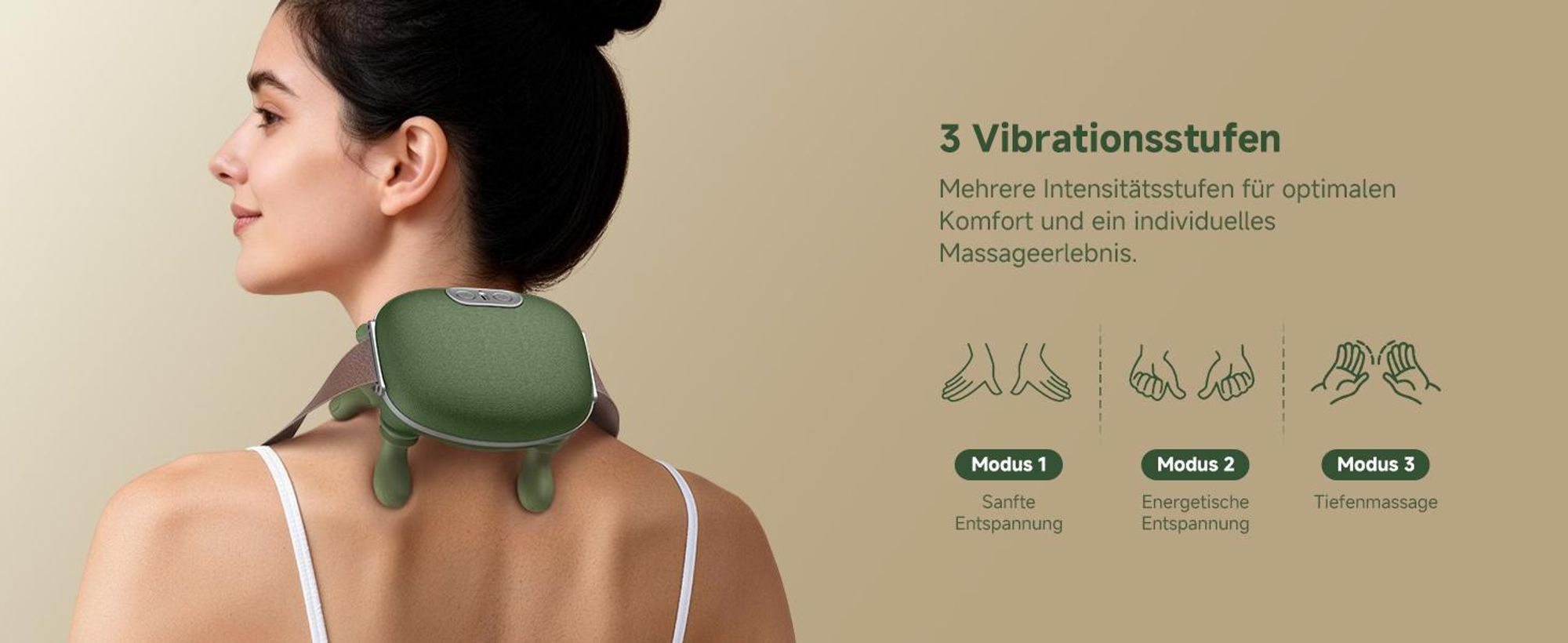 Bionische Shiatsu Massagegerät mit Wärme – Tragbares 4D Nacken- & Rückenmassagegerät, Tiefengewebe-Knetmassage, Elektrisch, Muskel- & Schmerzlinderung