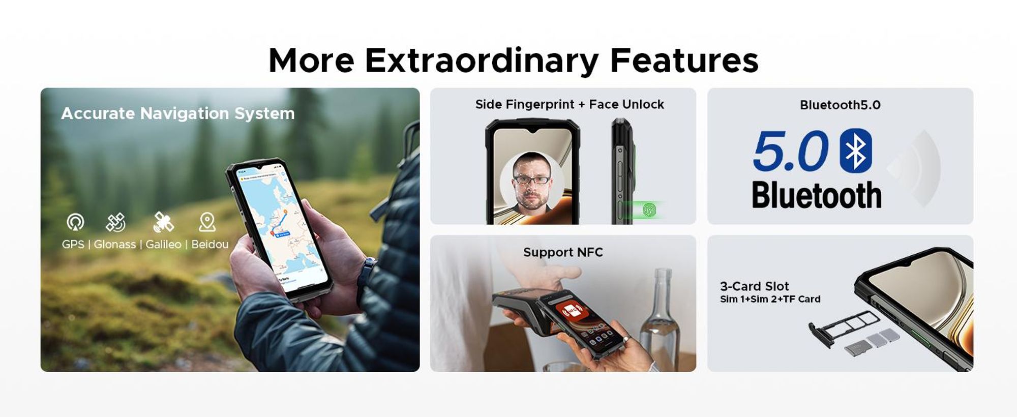 DOOGEE Fire 5 Pro – outdoor smartphone, Android 15, 4G, ochrana IP68/IP69K, 6,6" displej s obnovovací frekvencí 90 Hz, baterie 13000 mAh, nabíjení 18W, 20+128 GB, fotoaparát 13 MP, NFC, čtečka otisků prstů, bez smlouvy