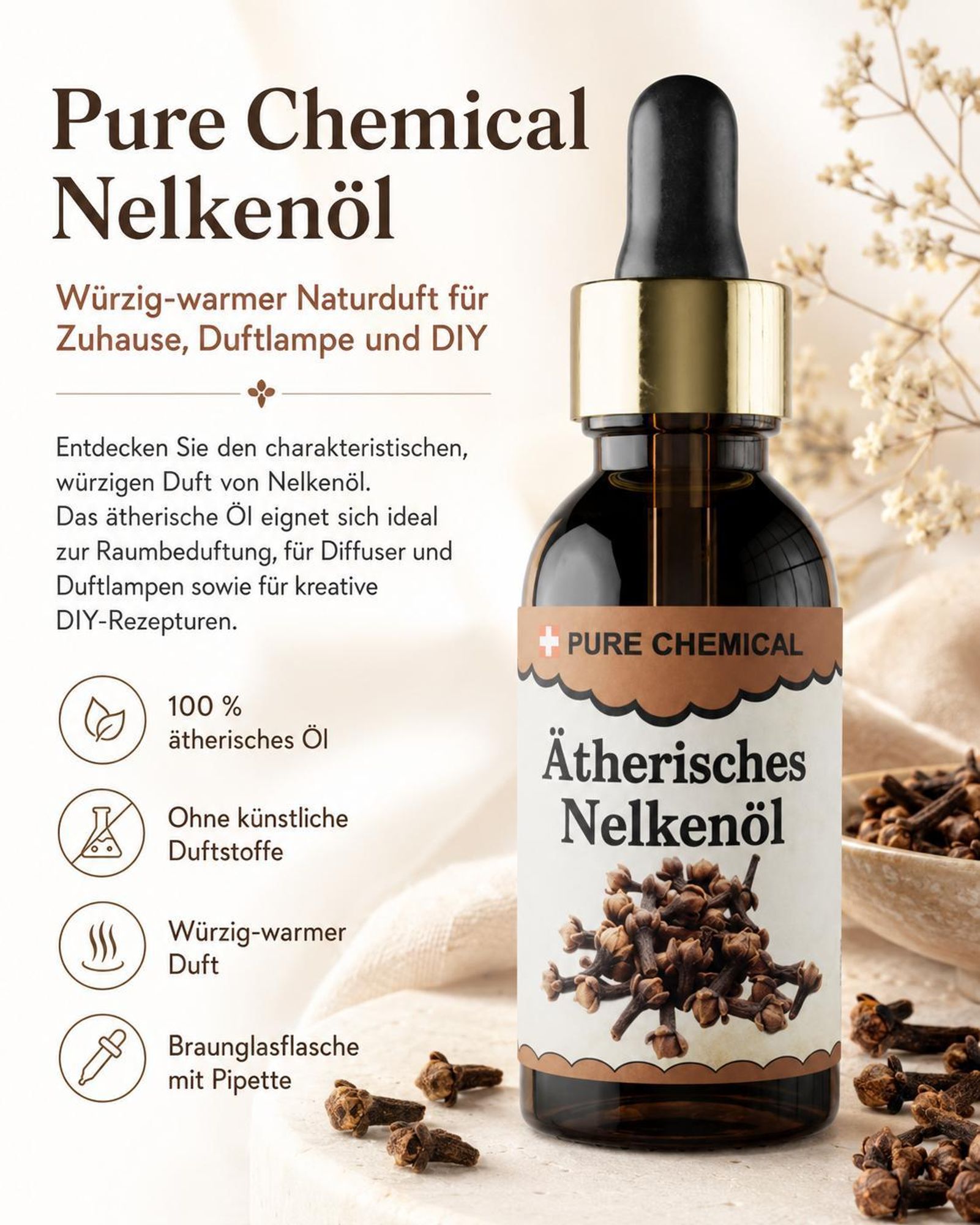 PURE CHEMICAL | Nelkenöl Ätherisch 100ml