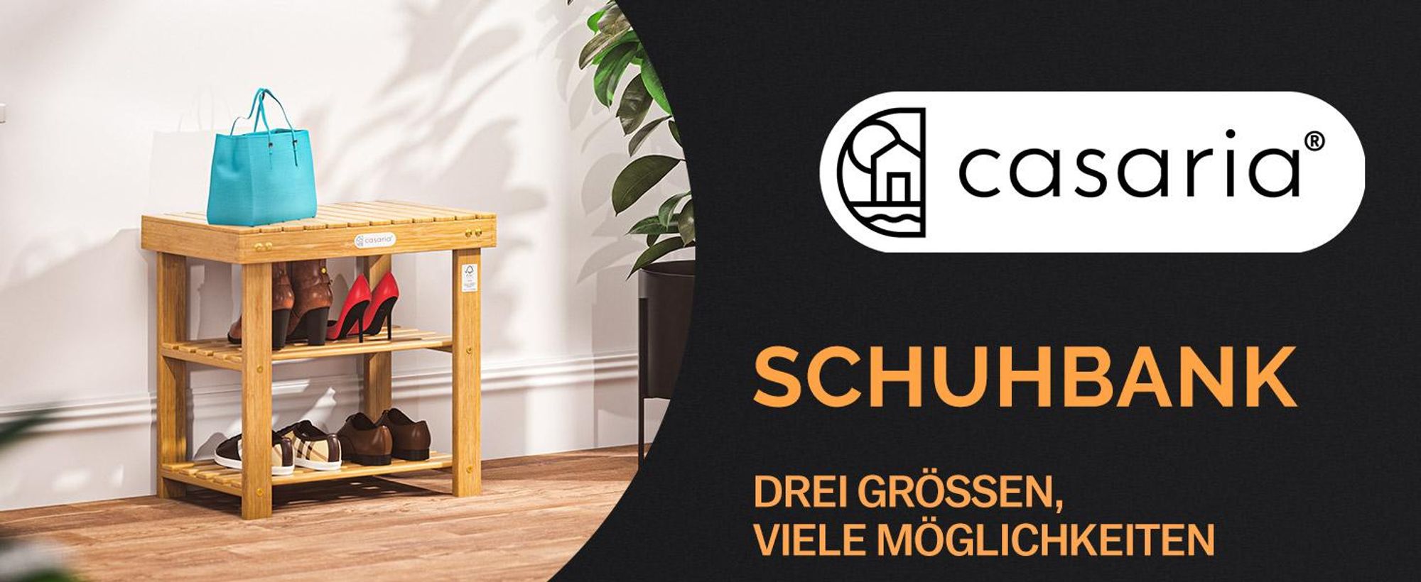CASARIA® Schuhregal mit Sitzfläche Holz Massiv 160kg Belastbarkeit FSC®-Zertifiziert Akazie 3 Ebenen Flur Bad Schuhbank Sitzbank Schuhschrank Braun