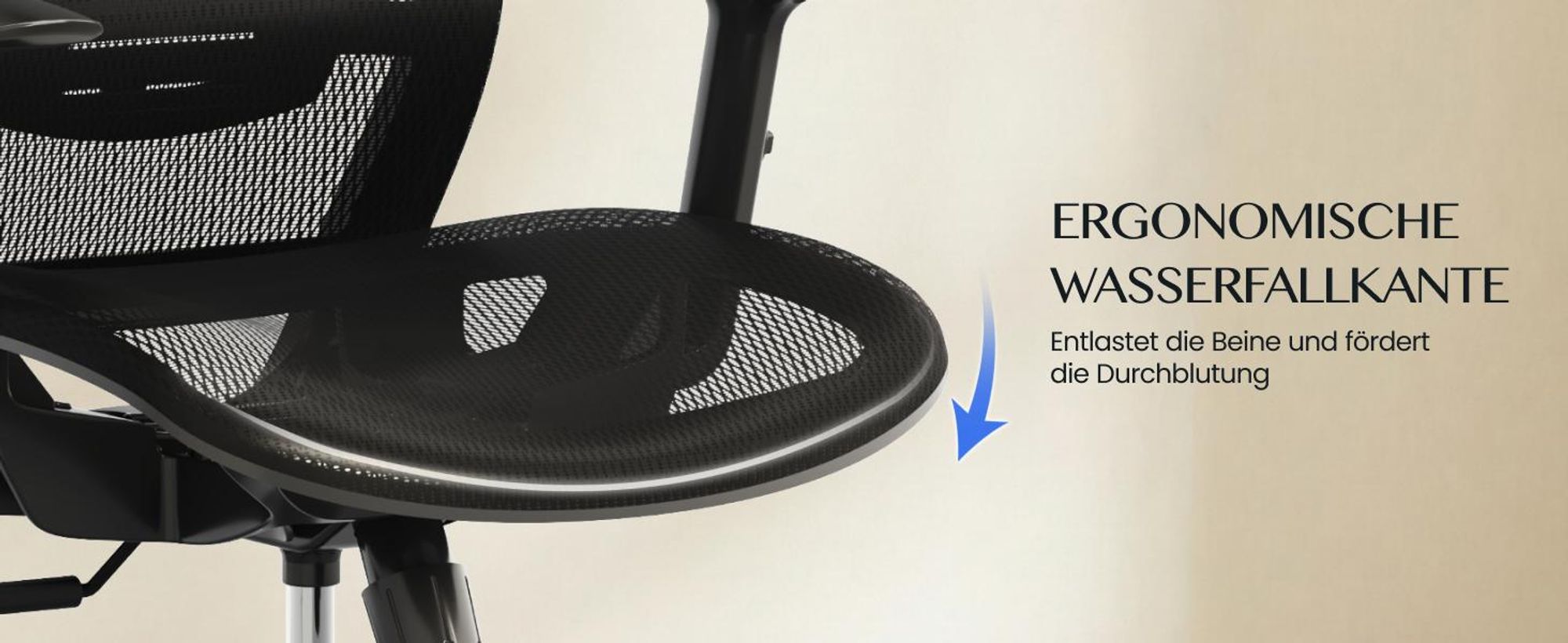 FlexiSpot OC3 Ergonomischer Bürostuhl, Schreibtischstuhl mit 2D-Kopfstütze, dynamischer Lendenstütze und verstellbaren Armlehnen, atmungsaktiv Schwarz