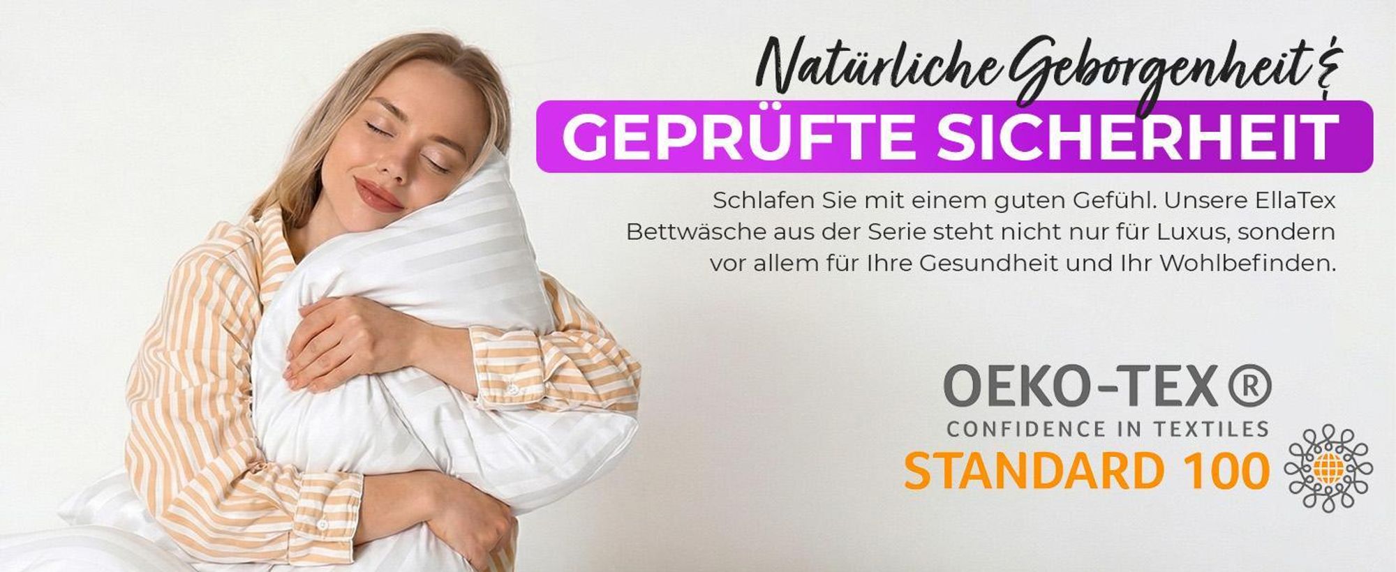 EllaTex Kissenbezug 80x80 cm 100% Baumwolle Damast Streifen Hotelverschluss