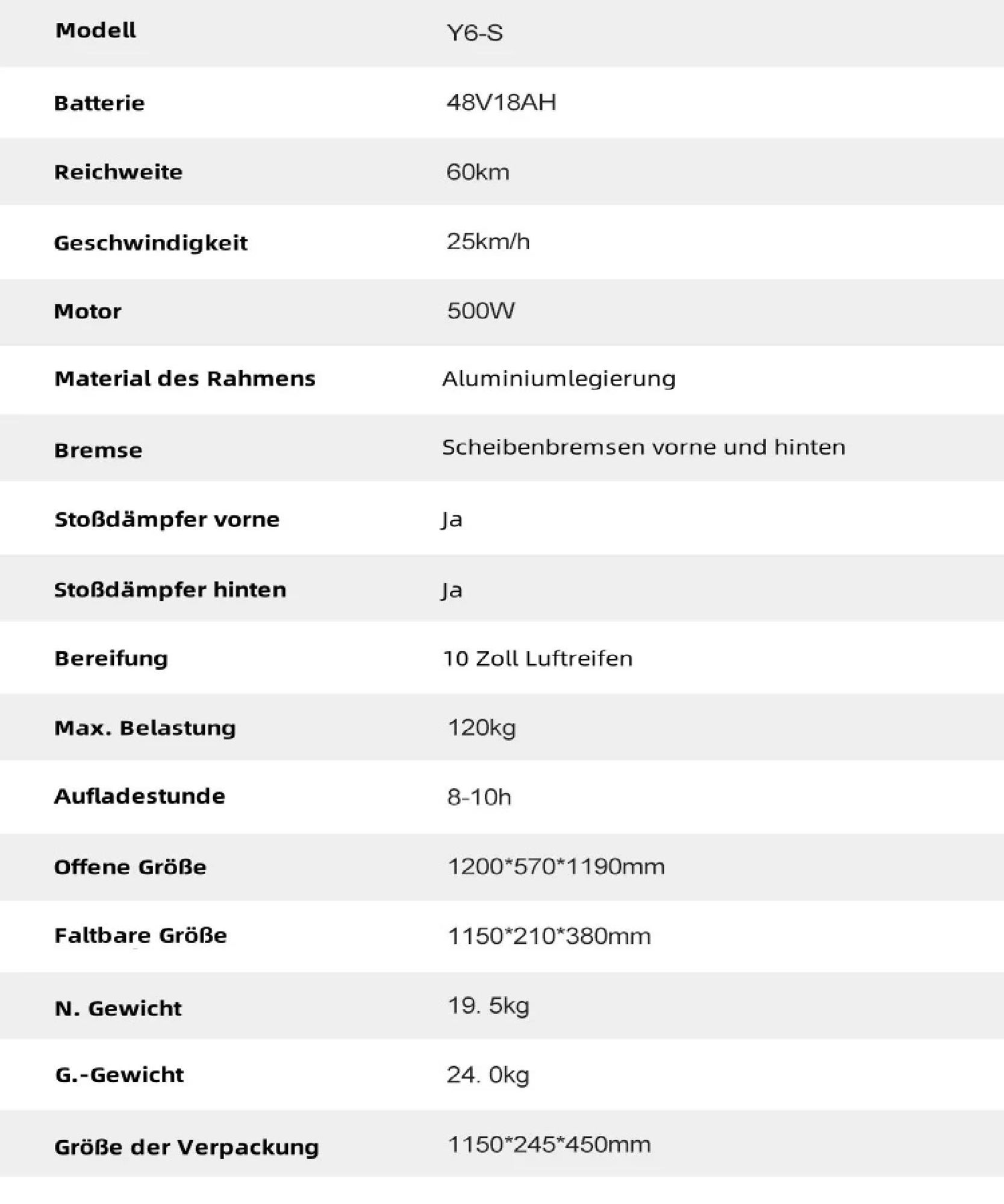 Elektroroller JOYOR Y6-S - 48V18AH Batterie 60KM Reichweite Scheibenbremsen - Schwarz
