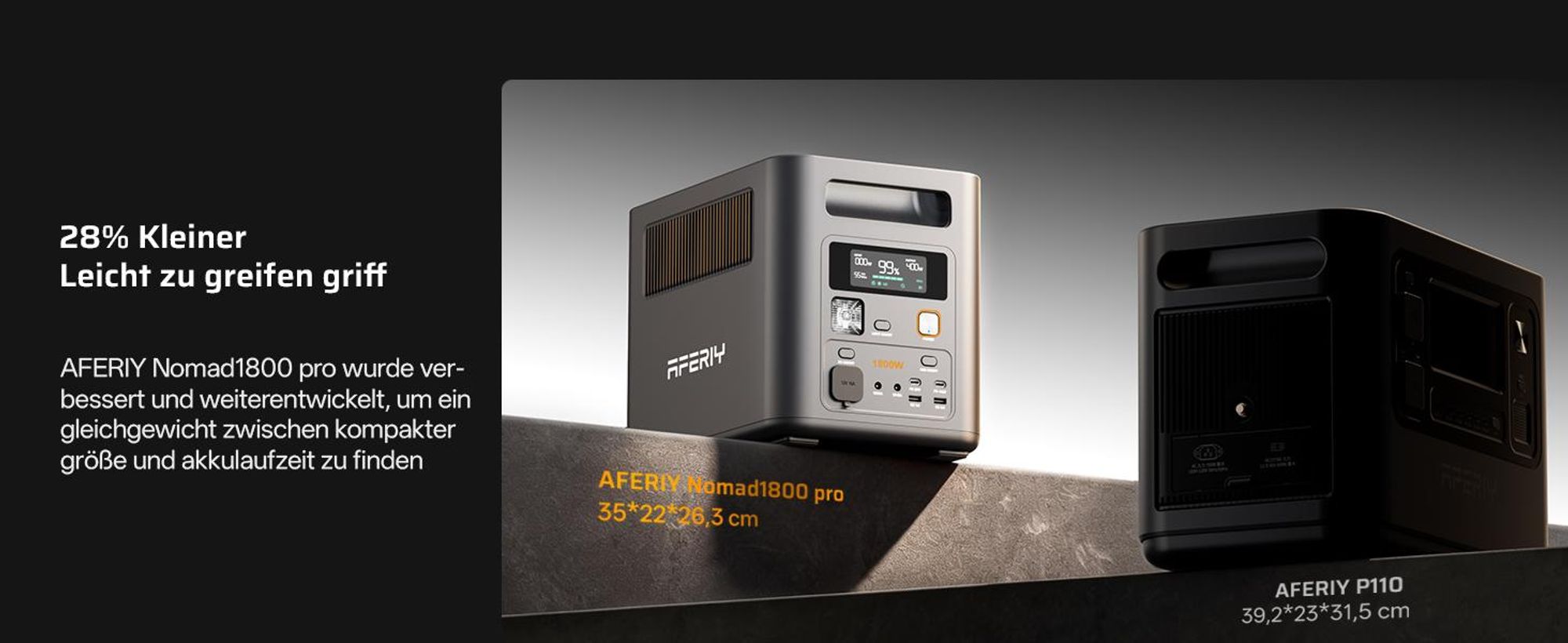 AFERIY P180 Pro Powerstation 1800W 1024Wh LiFePO4 Solargenerator, Erweiterbar bis 5120Wh, App-Steuerung, USV unter 10 ms