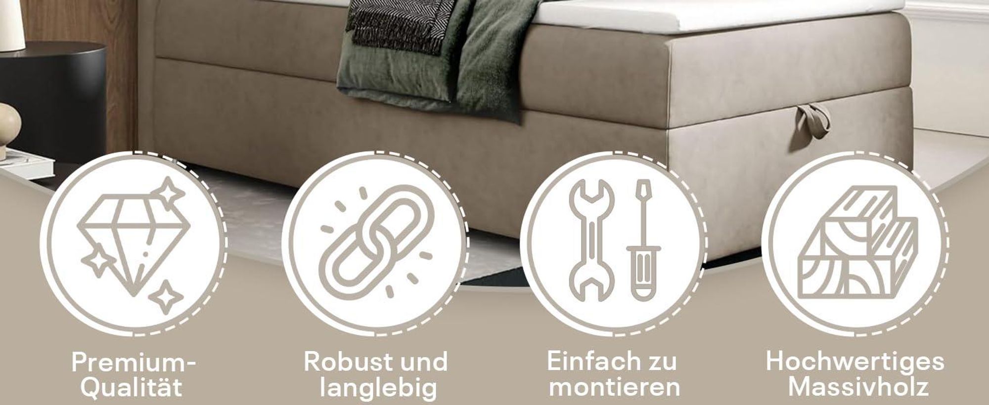 Boxspringbett mit Bettkasten Trinity K-3 SINGLE Bonellfederkern inkl. Topper, mit Lieferung, Aufbau & Entsorgung 80x200-BLAU
