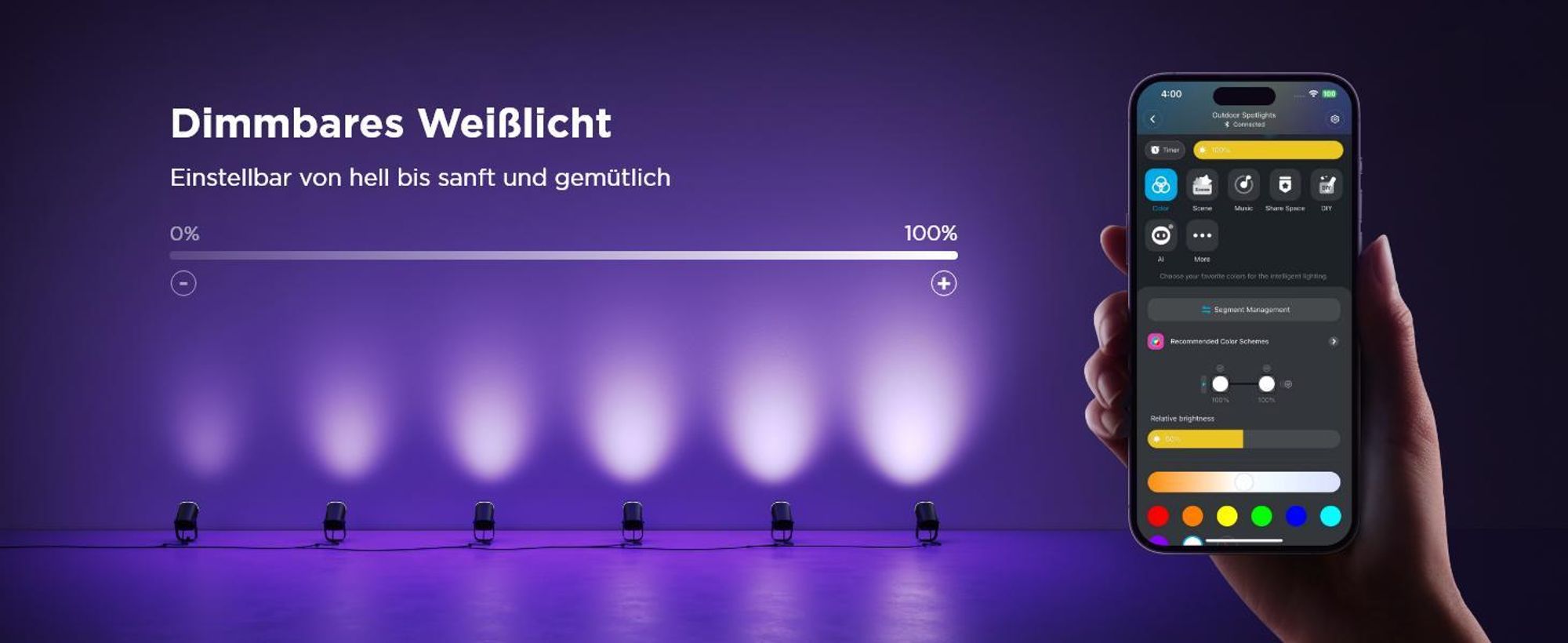 Govee Outdoor LED Strahler, IP67 Wasserdichte Gartenbeleuchtung, RGBWIC Led Strahler Außen, 2 Pack