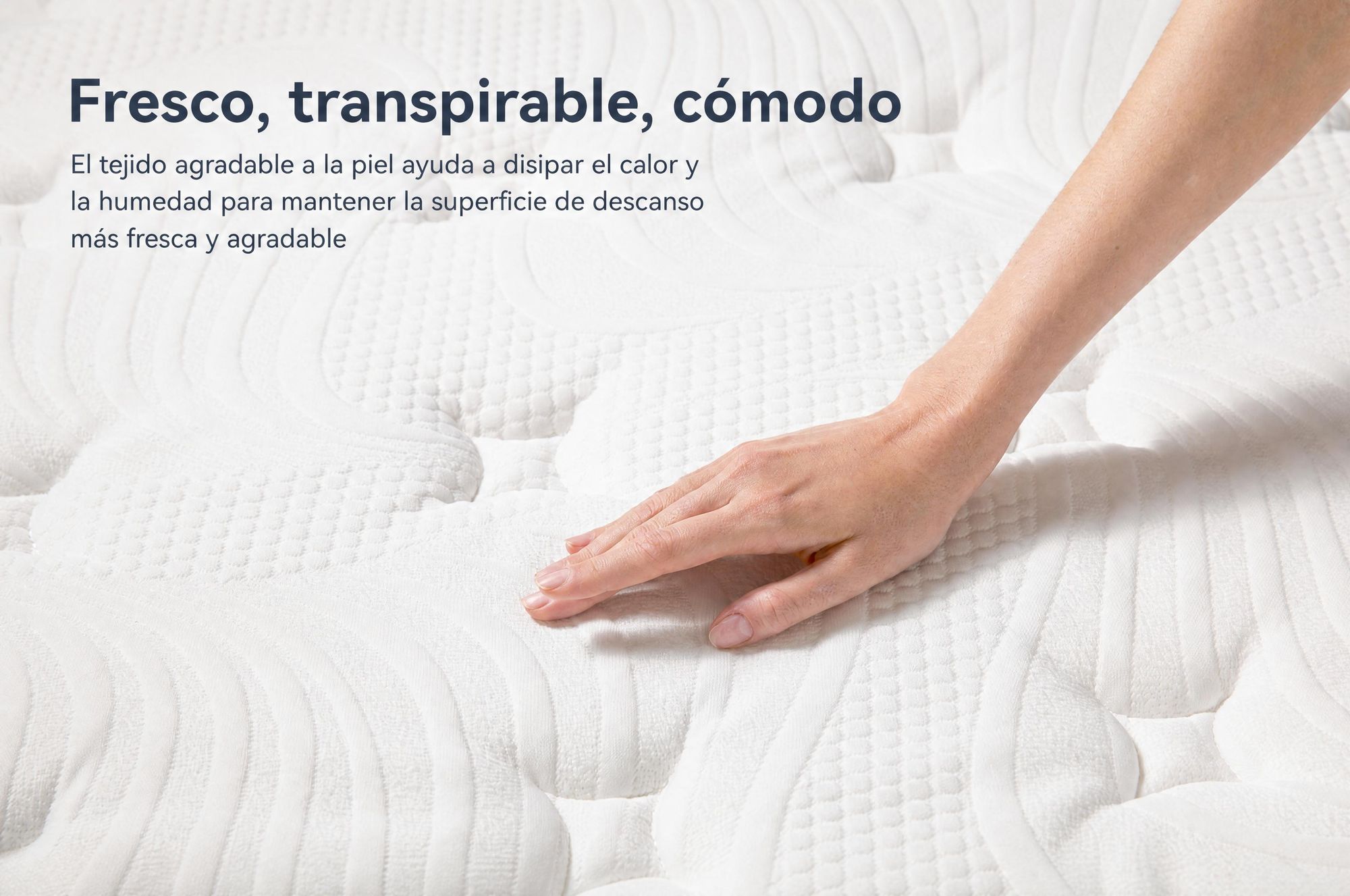 Colchón de 90x200 cm, con una altura de 30 cm, que incluye un acolchado superior integrado, y un sistema de muelles ensacados de 7 zonas, con firmeza H3/H4