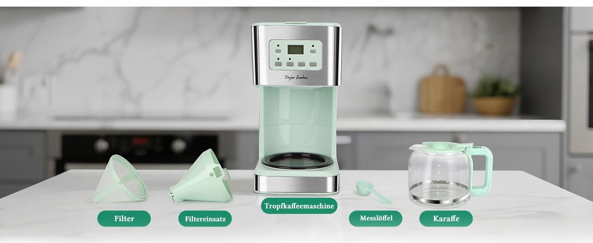 Aigostar - 950W Kaffeemaschine mit Timer,12 Tassen,Tropf-Stopp, Abschaltautomatik
