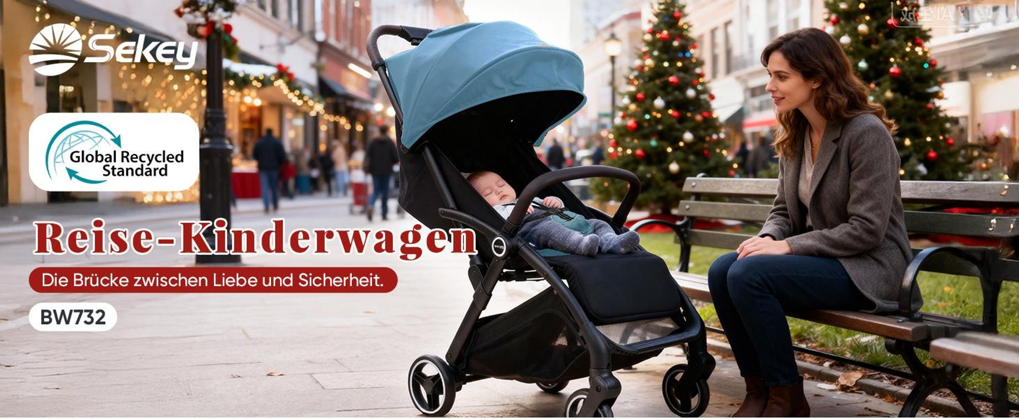 Sekey Kinder Buggy Reise Kinderwagen bis 22 kg verstellbare Rückenlehne, Regenschutz und Sichtfenster, Einhand-Faltmechanismus, Schwarz und Blau