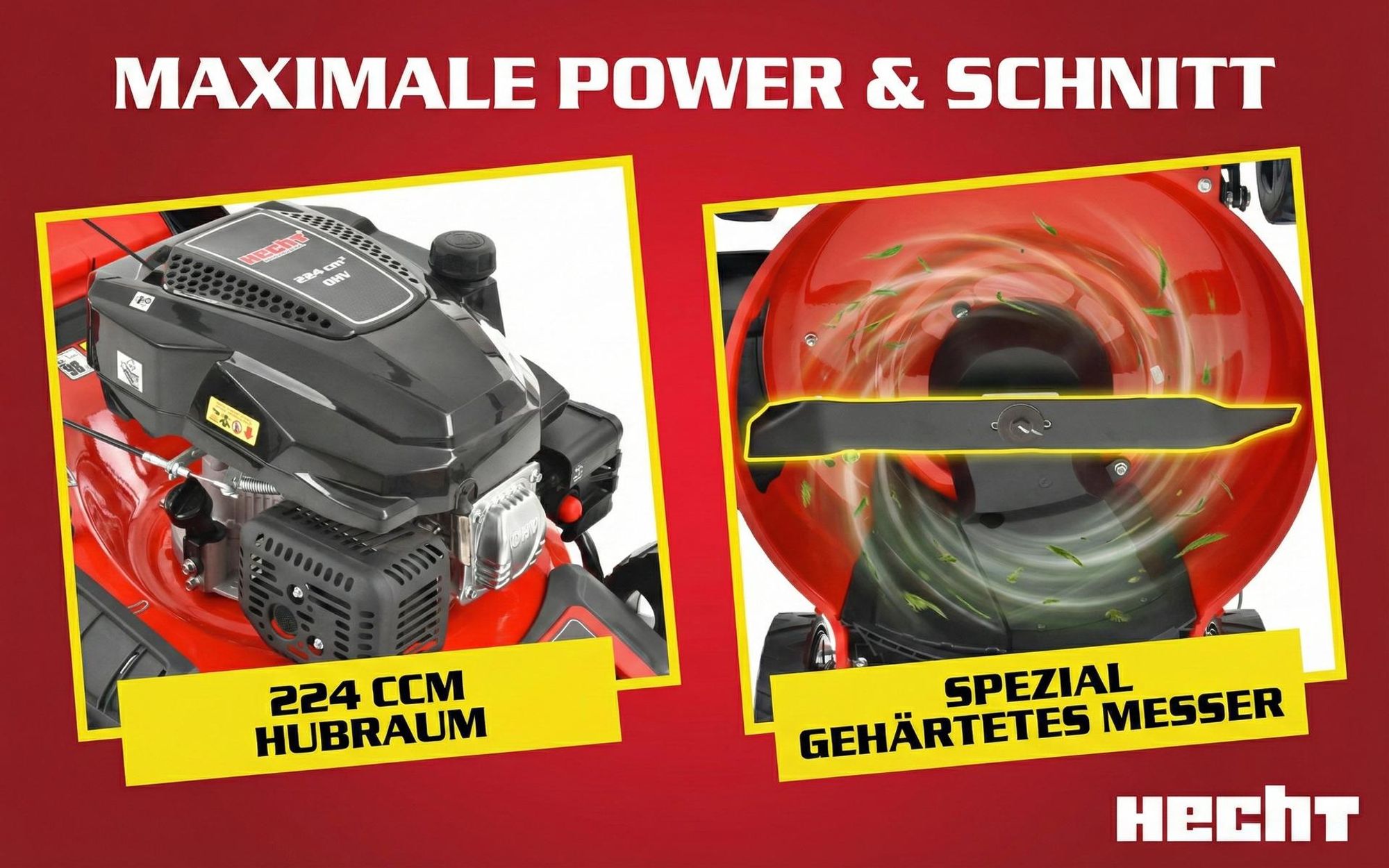 HECHT 554 SX Rasenmäher Benzin mit Antrieb | 53 cm Schnittbreite | 5in1 | 75L | 6 PS | Mulchkit