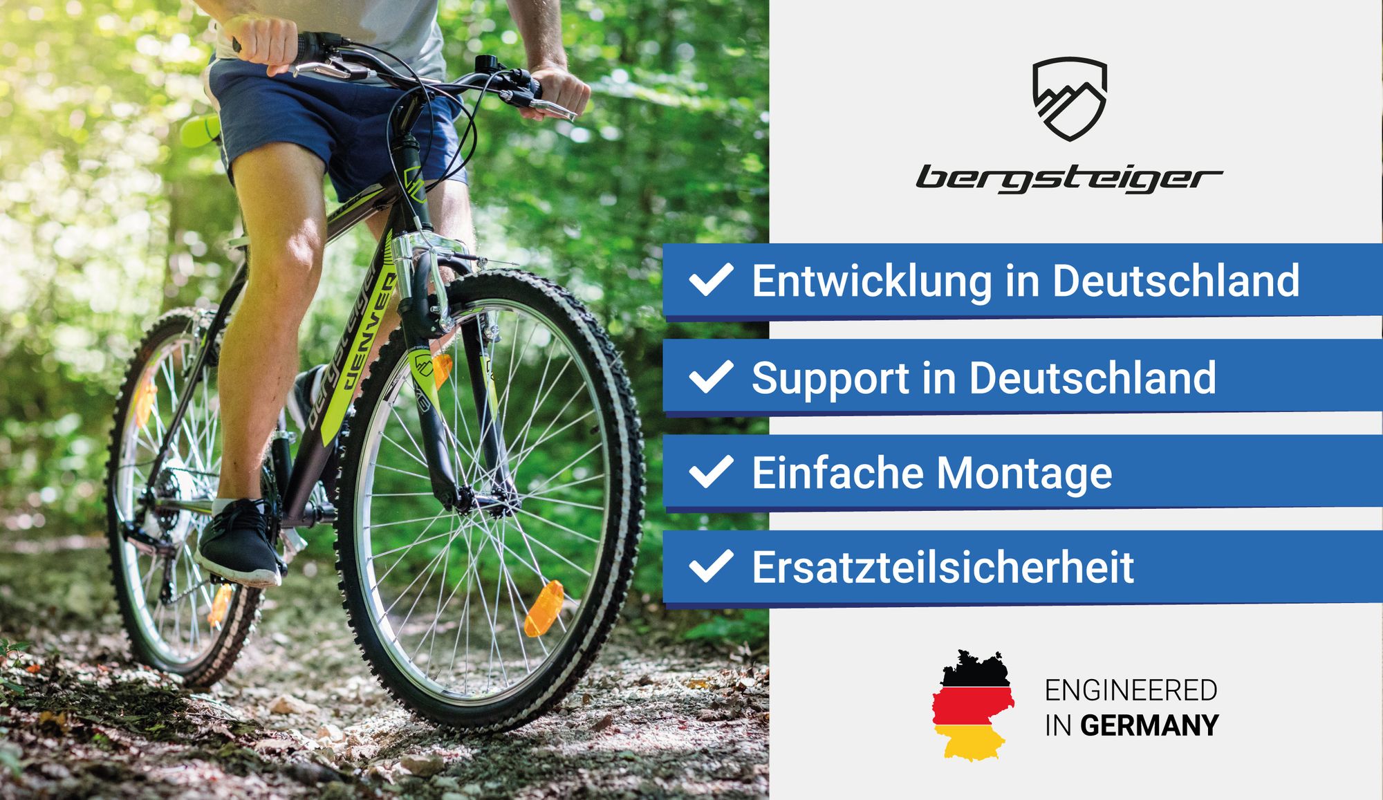 Bergsteiger Denver 26 Zoll Mountainbike, geeignet ab 155 cm,  18 Gang-Schaltung, Licht, Schutzblech, Gabel-Federung