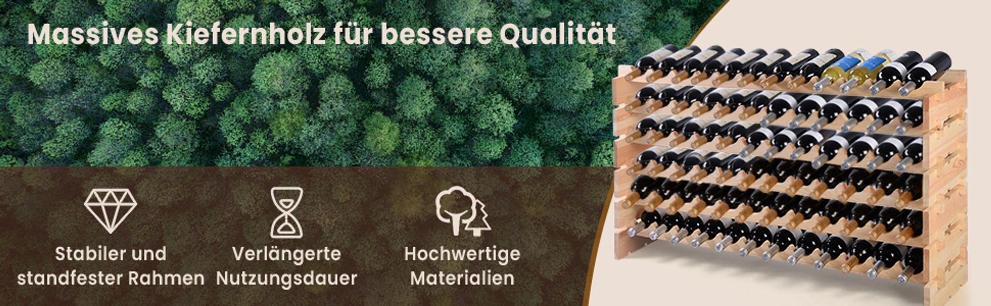 Kiefernholz Design, schön und langlebig: natürliche Kiefernholz Textur, geeignet für alle Raumstile