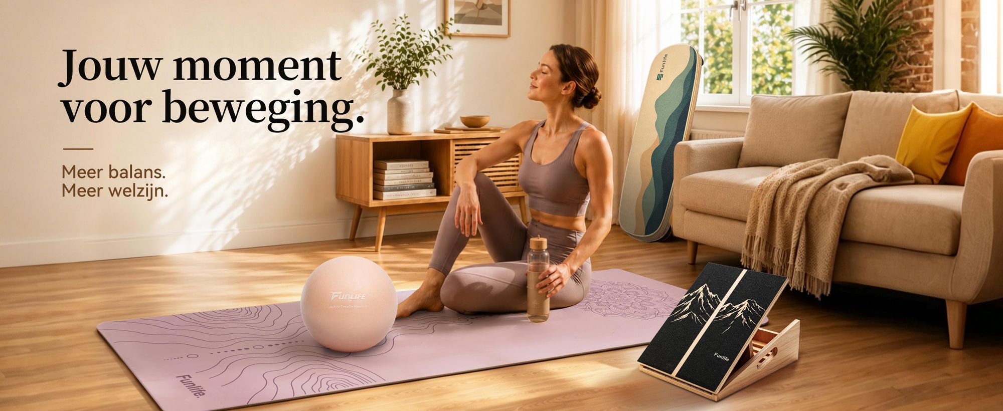 FunLife Pilatesbal van 25 cm met pomp, kleine fitnessbal voor Pilates, yoga, core- en balans training, antislip bal voor thuis en fitness