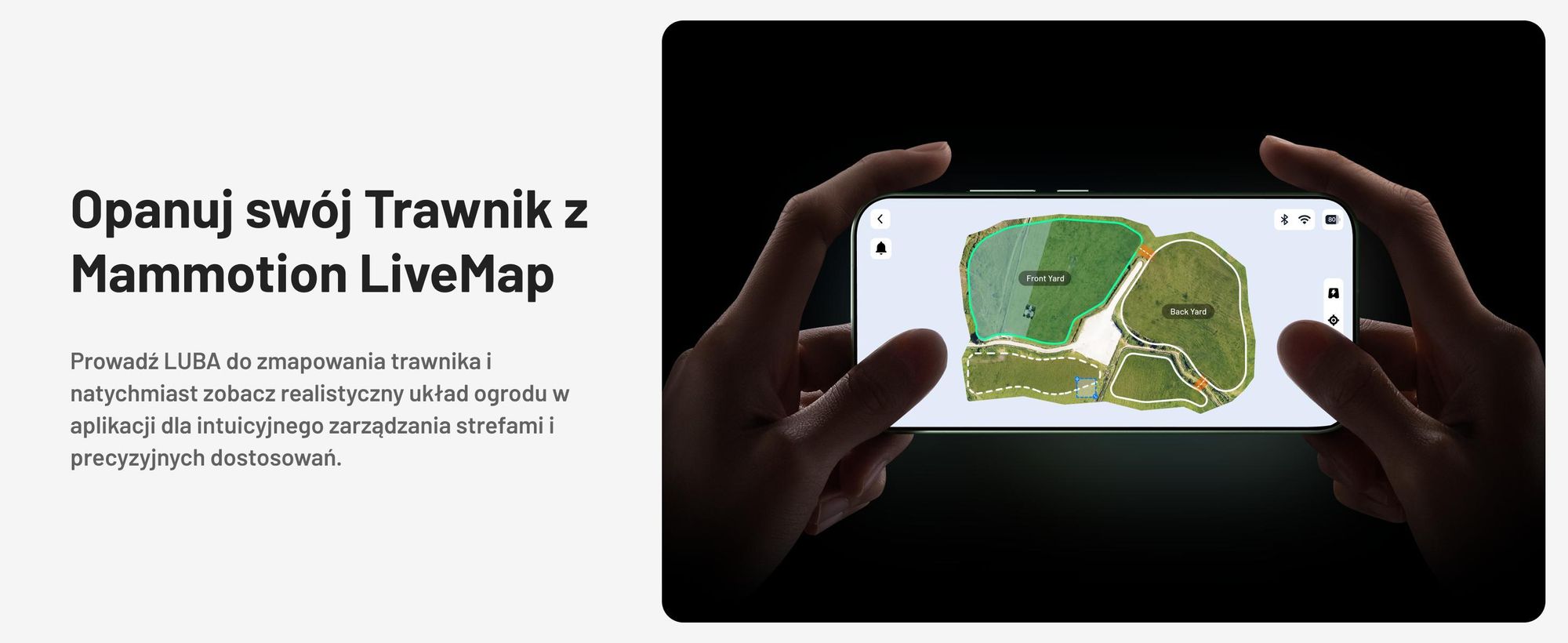 Robotická sekačka Mammotion LUBA Mini 2 AWD 1500, bez kabelu, do 1500 m², sekání okrajů, DropMow, mapování, 4G modul, APP