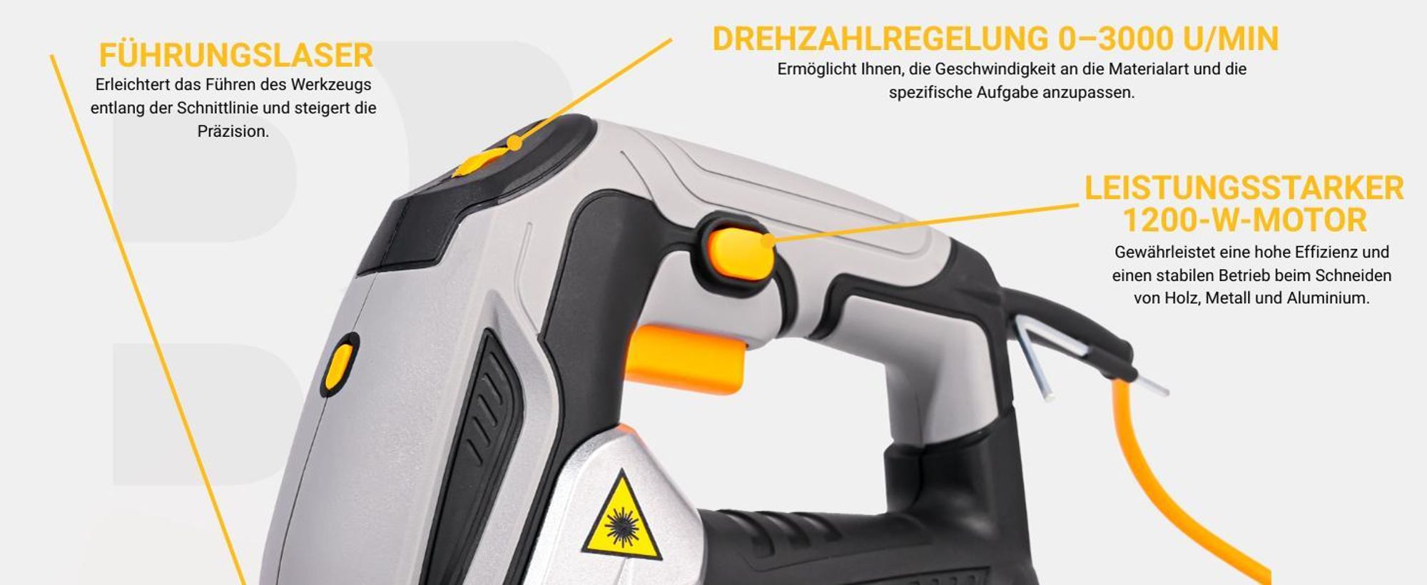 Stichsäge Elektrisch BESTEN BE0002902 Für Holz und Metall Mit Laser + Sägeblätter