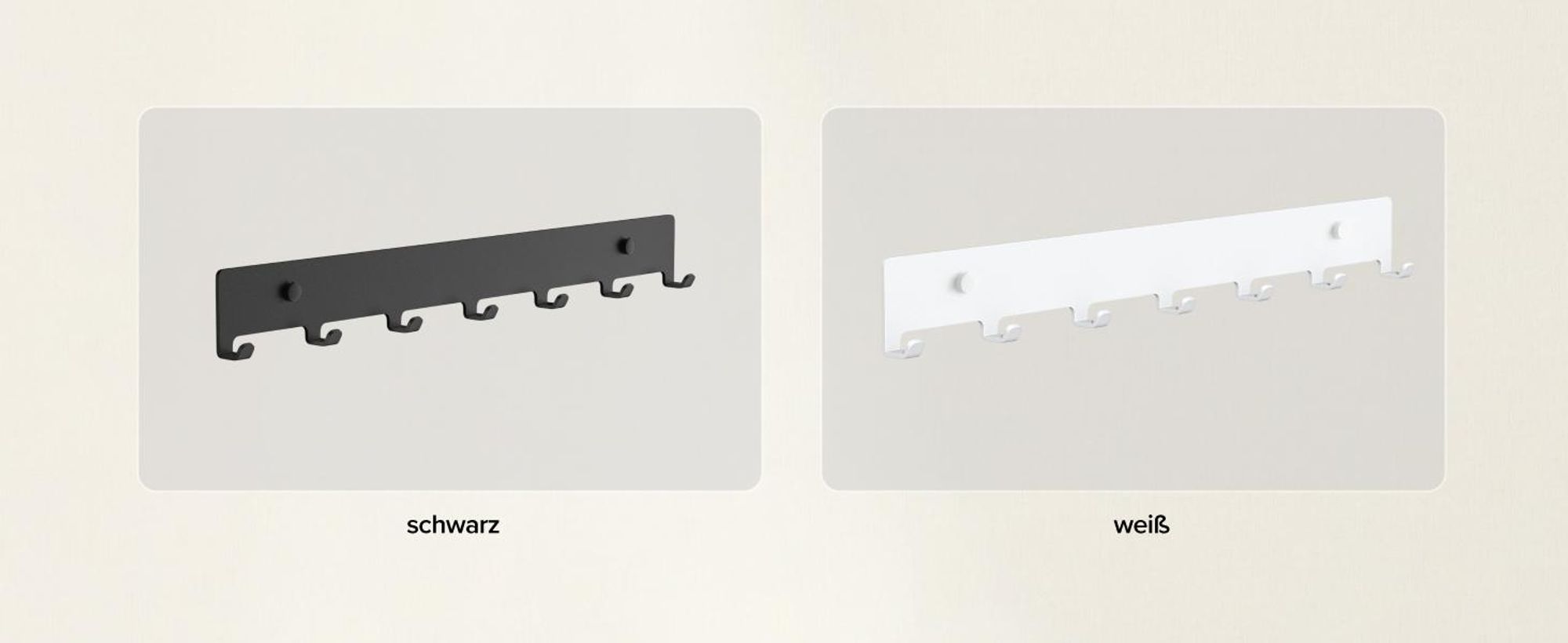 doporro Garderobenleiste mit 7 Haken, Wandgarderobe mit Garderobenhaken, Wandhaken, für Flur, Bad und Küche, Schwarz, Stalo-17