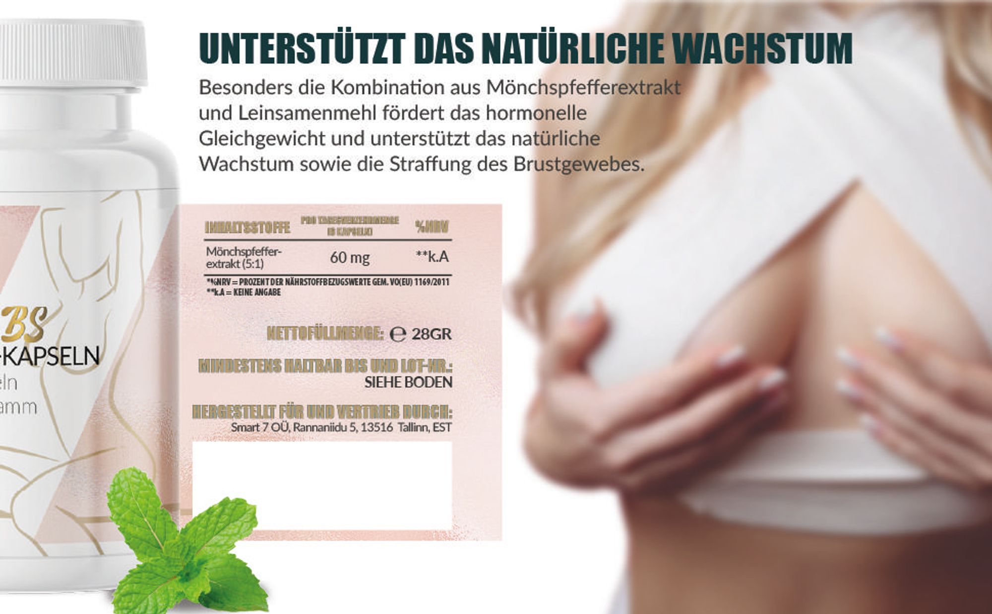 Enolenia® BoobsBoost - Push-Up Kapseln - volles Dekolleté - Brustvergrößerung Tabletten - Brust - Push Up Effekt – Brust Vergrößerung - Brust - Brüste