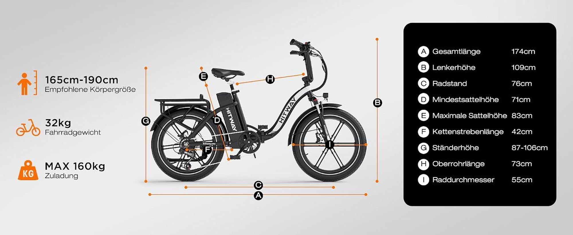 HITWAY BK6SPRO E Bike,Elektrofahrrad Faltbares,All-Terrain E-Bike mit 20 *4,0 Zoll Fat Reifen,48V 18Ah Akku,250W Motor 25 km/h 7-Gang, 60-140 km