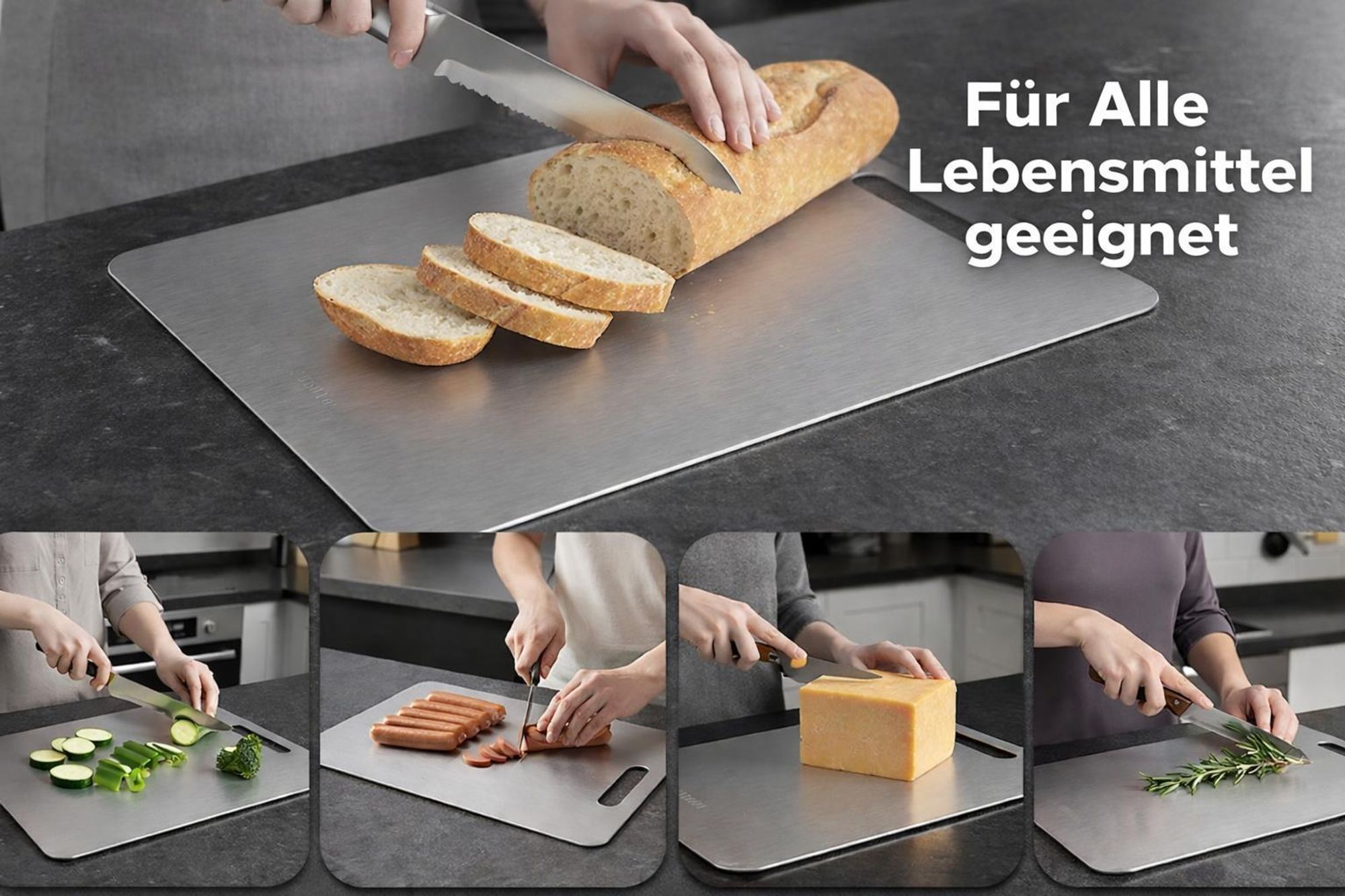 Schneidebretter Set 3 Stück Edelstahl Schneidebrett Küchenbrett klein groß Robustes Schneidbrett Küche Haushalt Lebensmittel Küchenbretter Küchenbrett