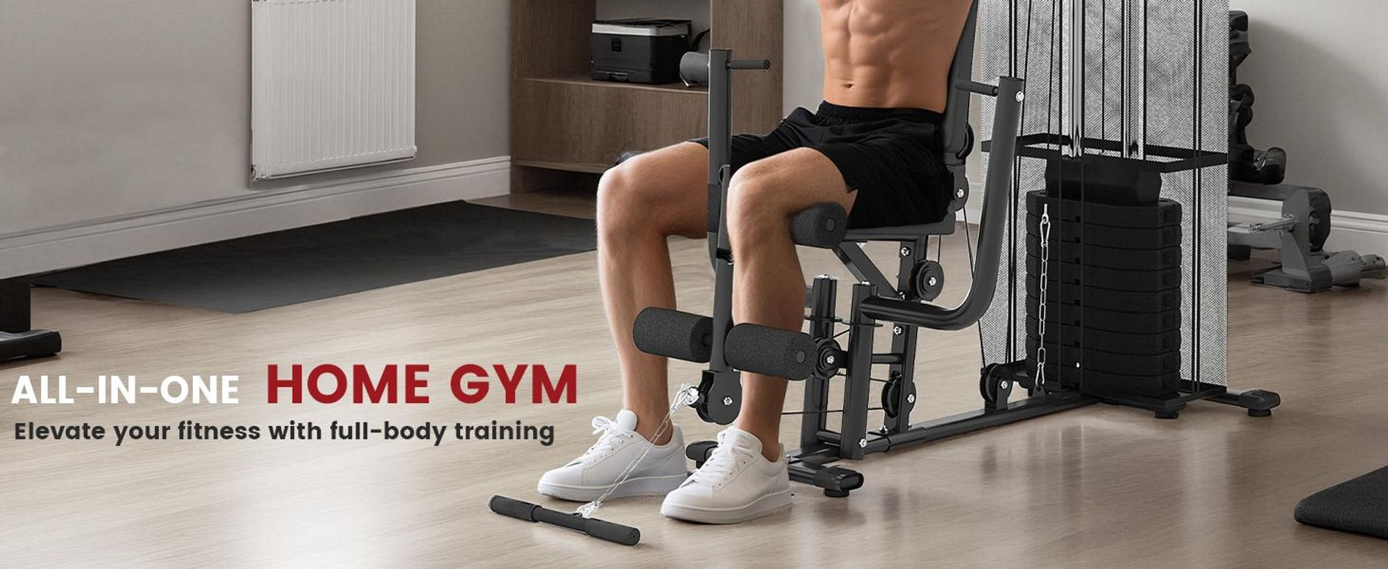 HOMCOM Power Station Fitness Station Sprzęt fitnessowy Wielofunkcyjny trening siłowy Stacja treningowa wielostanowiskowa z drążkiem do ćwiczeń na drążku motylkowym, liną 45 kg, sprzęt fitness do domu, kolor czarny